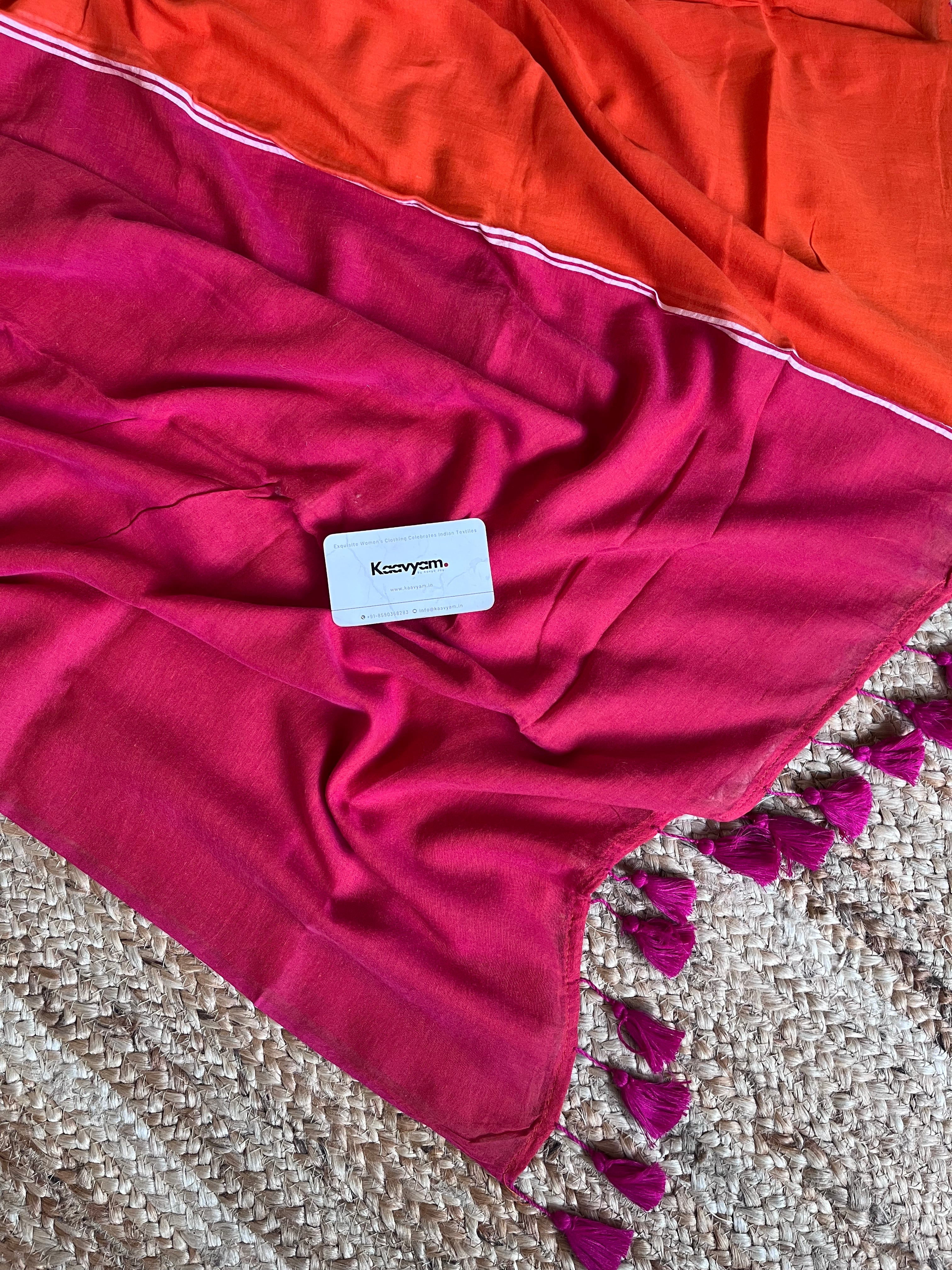 Half Half & Stripes Mul Cotton Saree