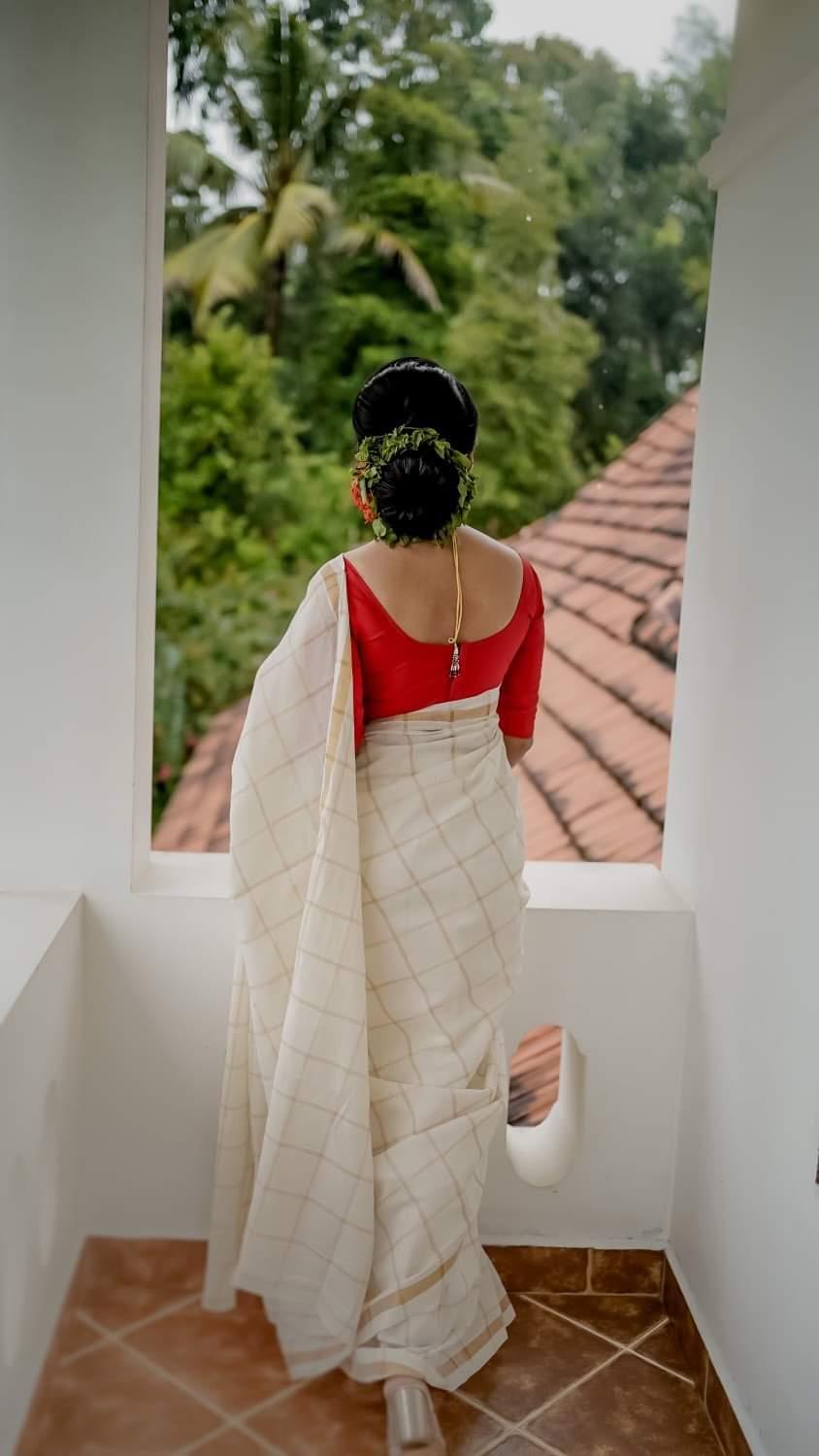 Kerala Check Kasav Saree