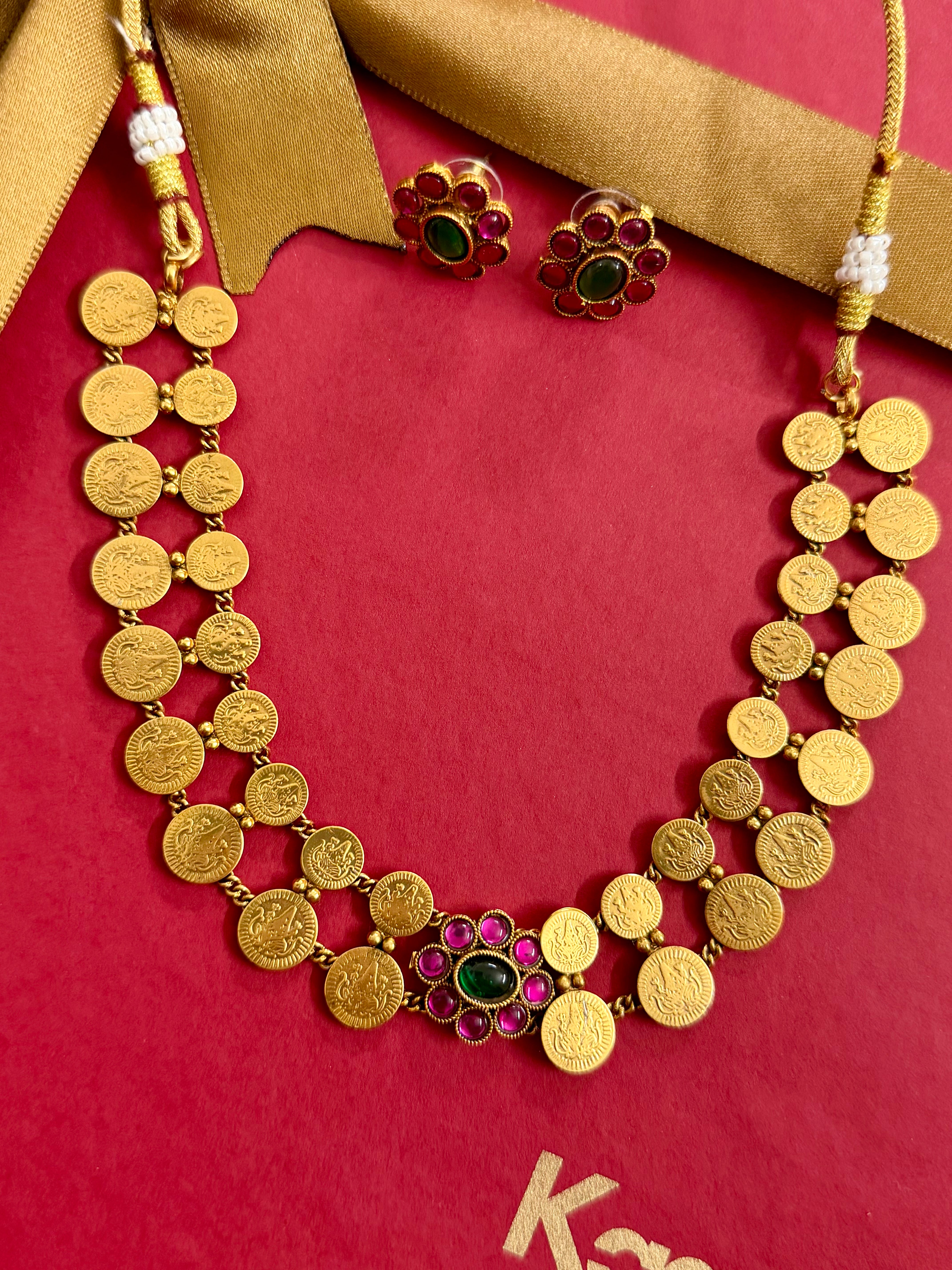 Coin Ruby Flower Choker