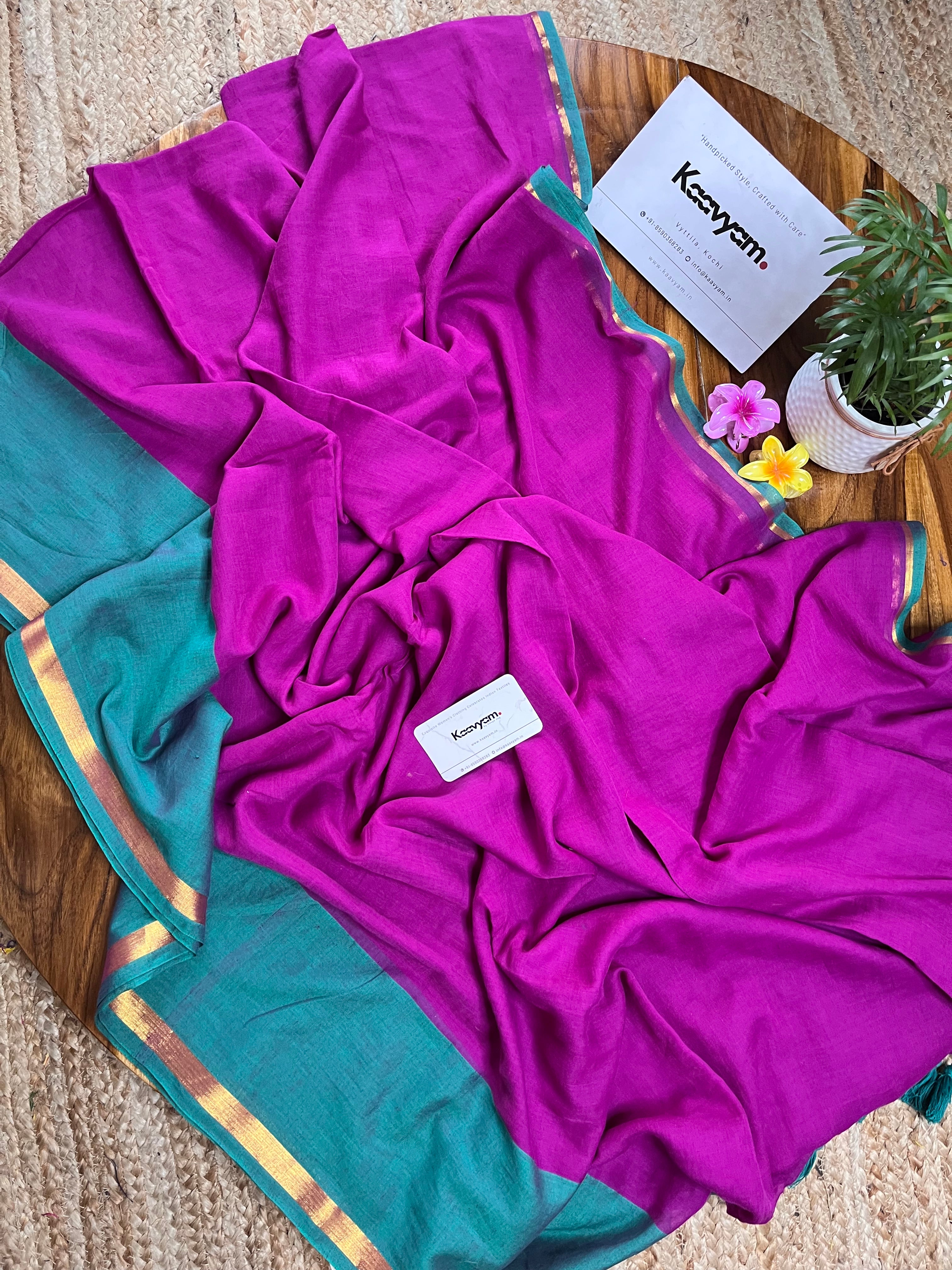 Bougainvillea Mul Cotton Saree