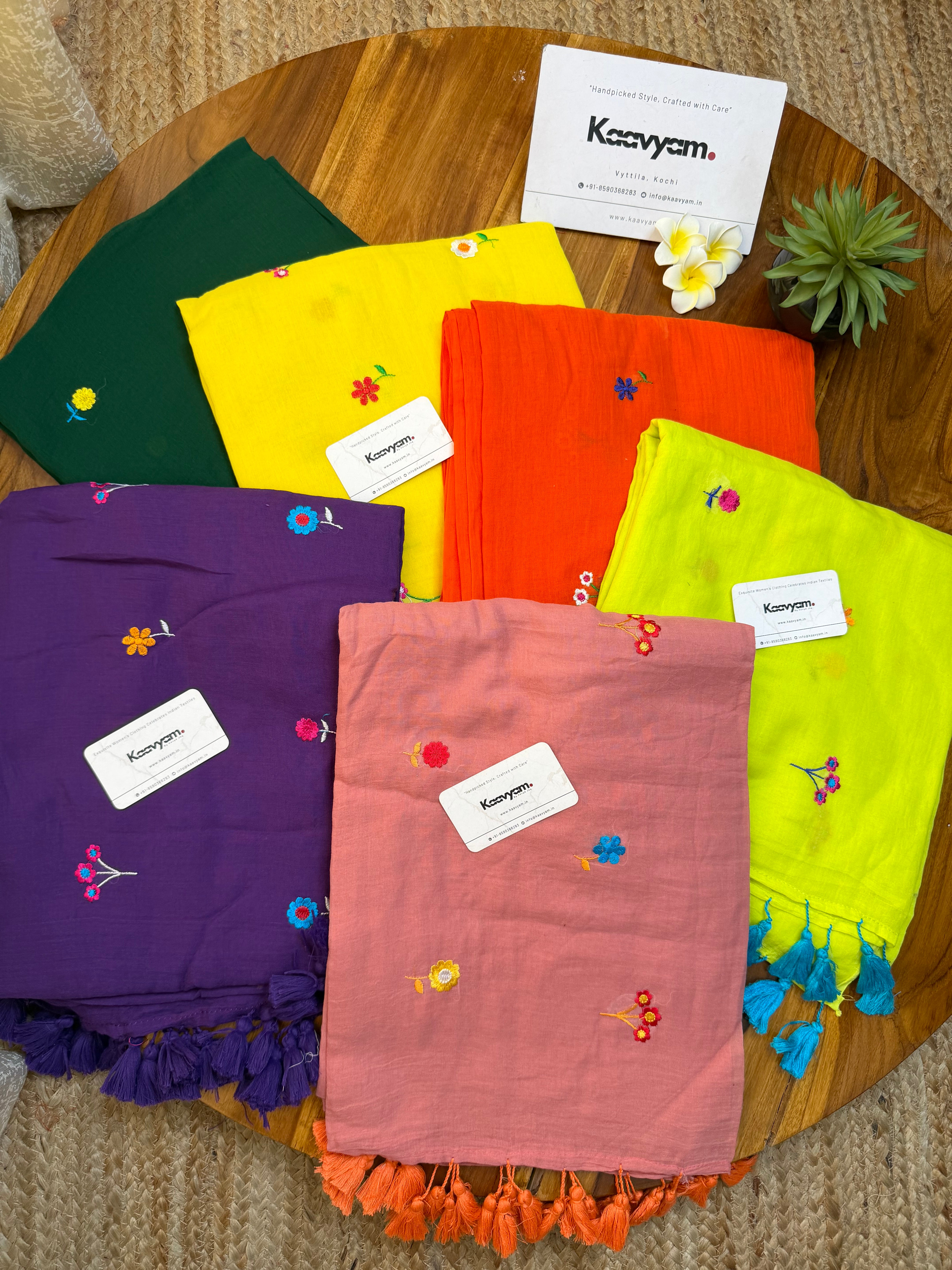 Phool - Embroidery Mul cotton saree