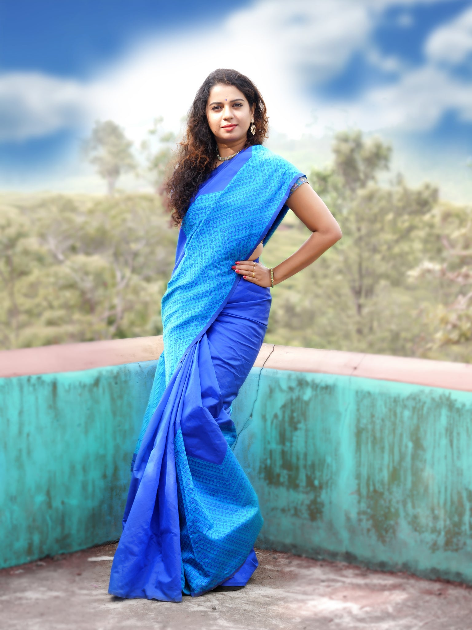 STEPHY- BLUE SEMI SILK SAREE
