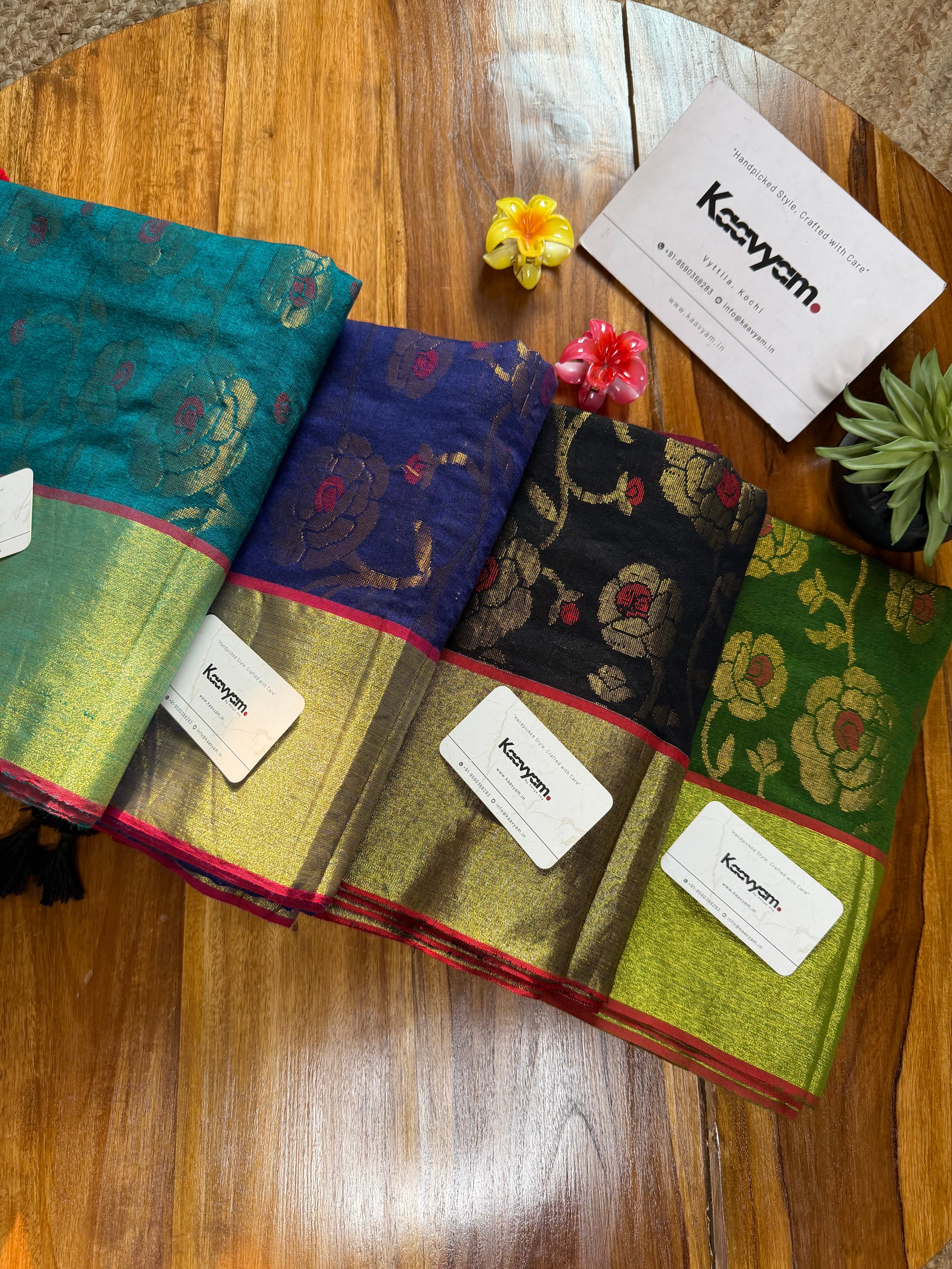 Rose Motif Mul Cotton Saree