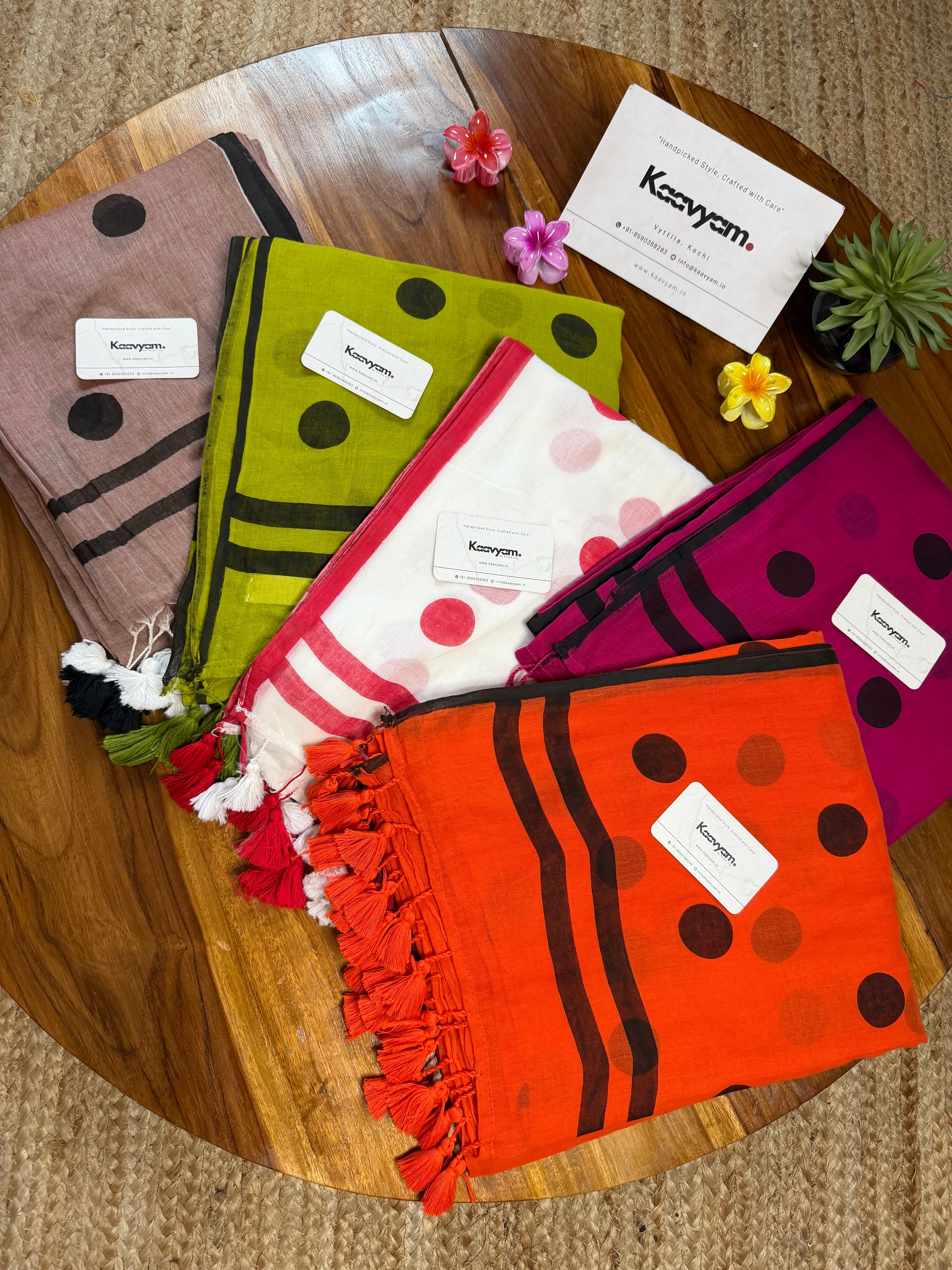 Polka Dot Mul Cotton Saree