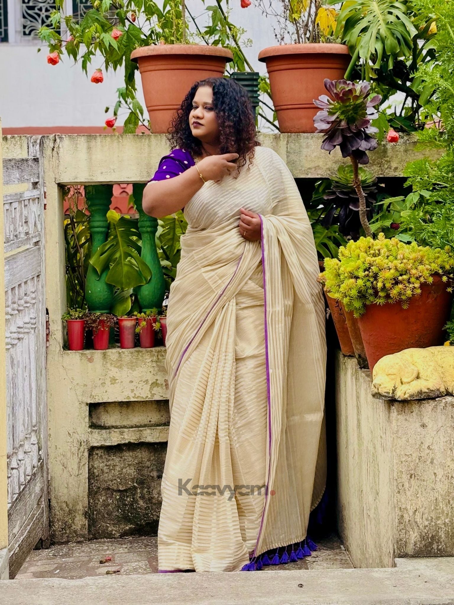 Stripes Tissue Silk Saree - MANKA