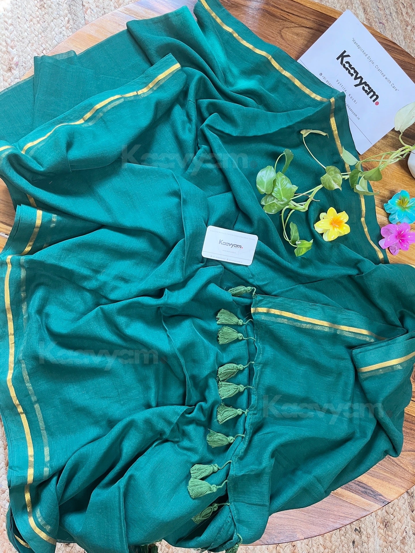 Green & Kasav Mul Cotton Saree