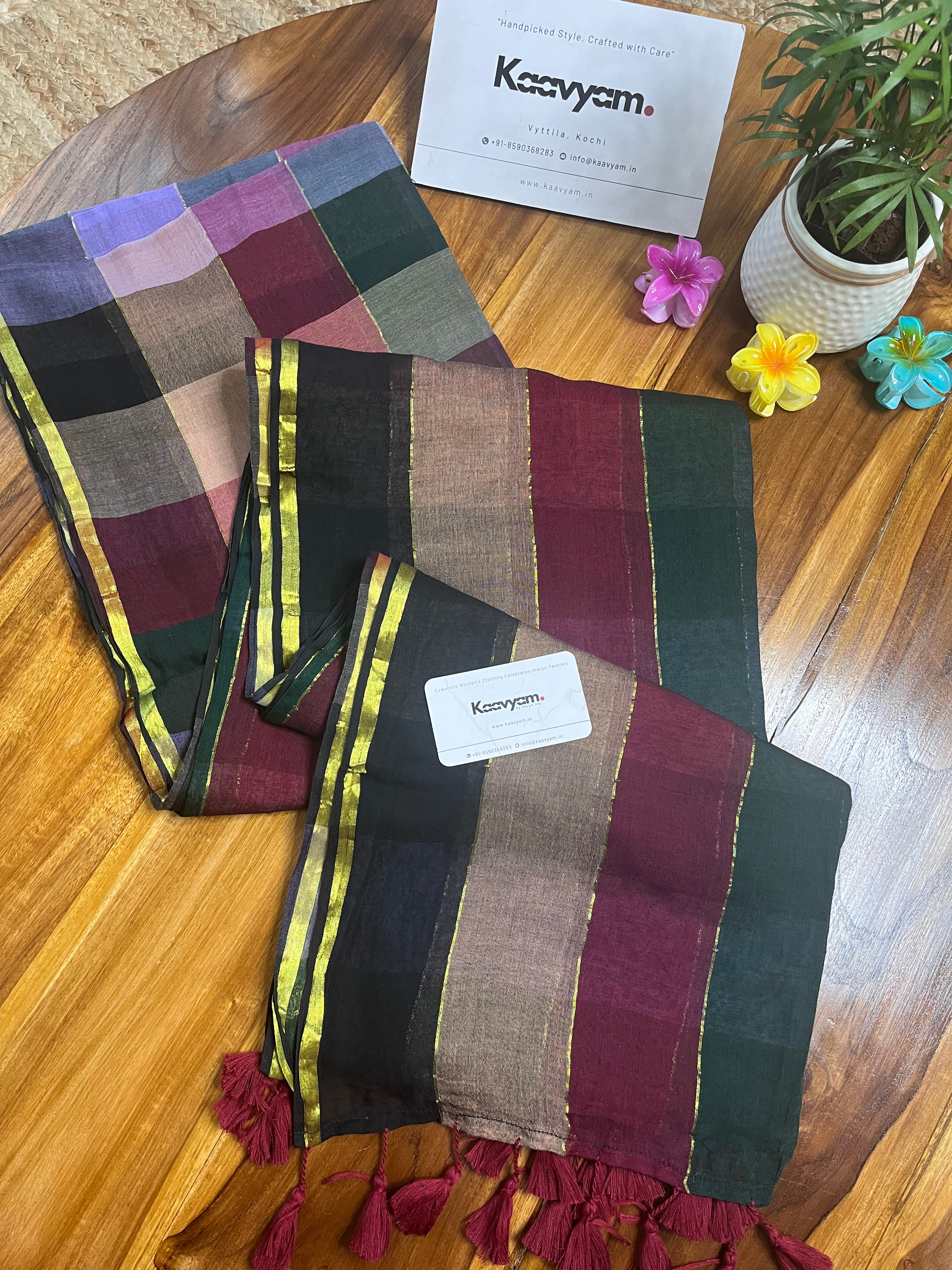 Multi Checks & Stripe Mul Cotton Saree