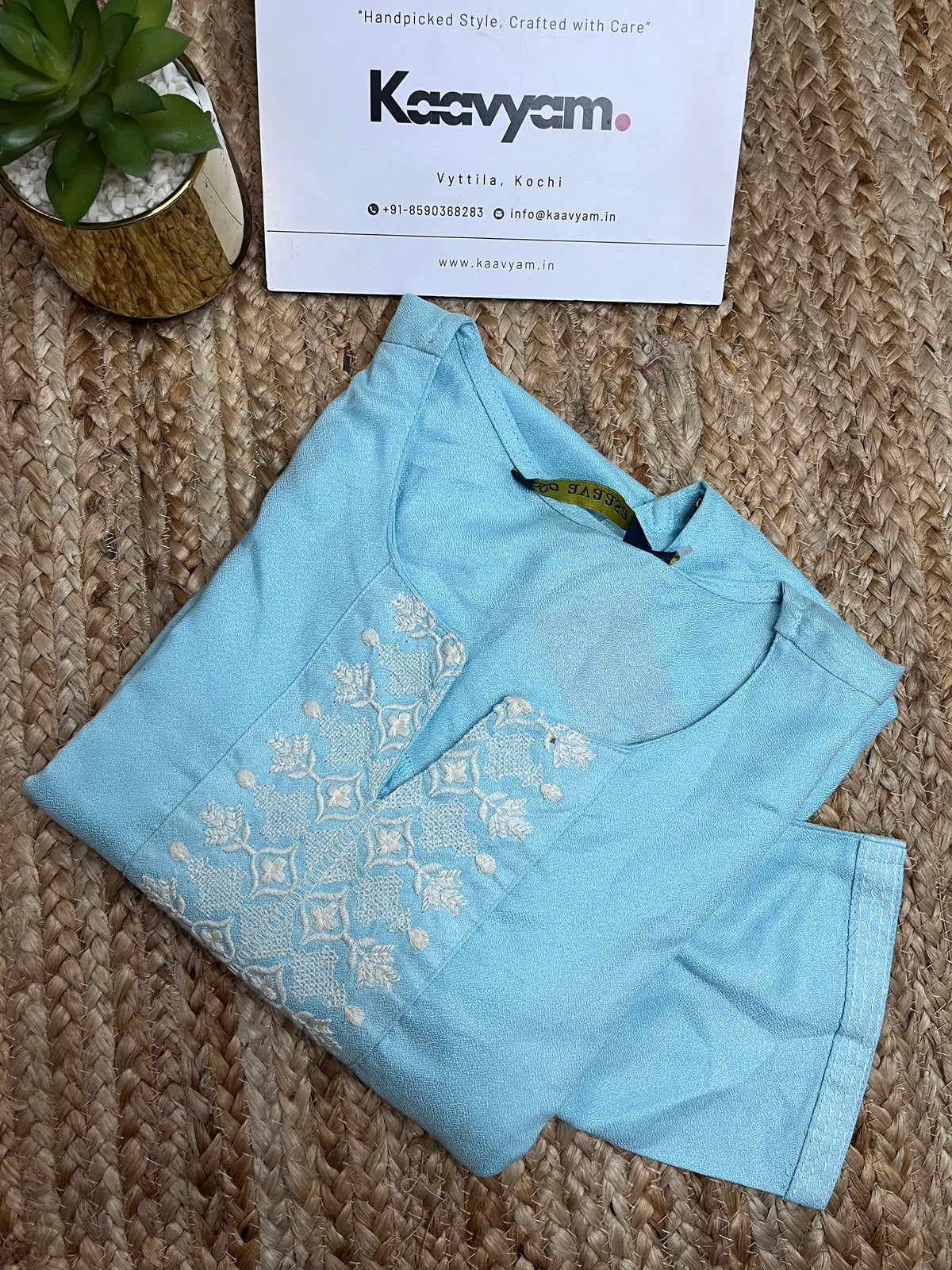Lightblue Embroidery Kurti