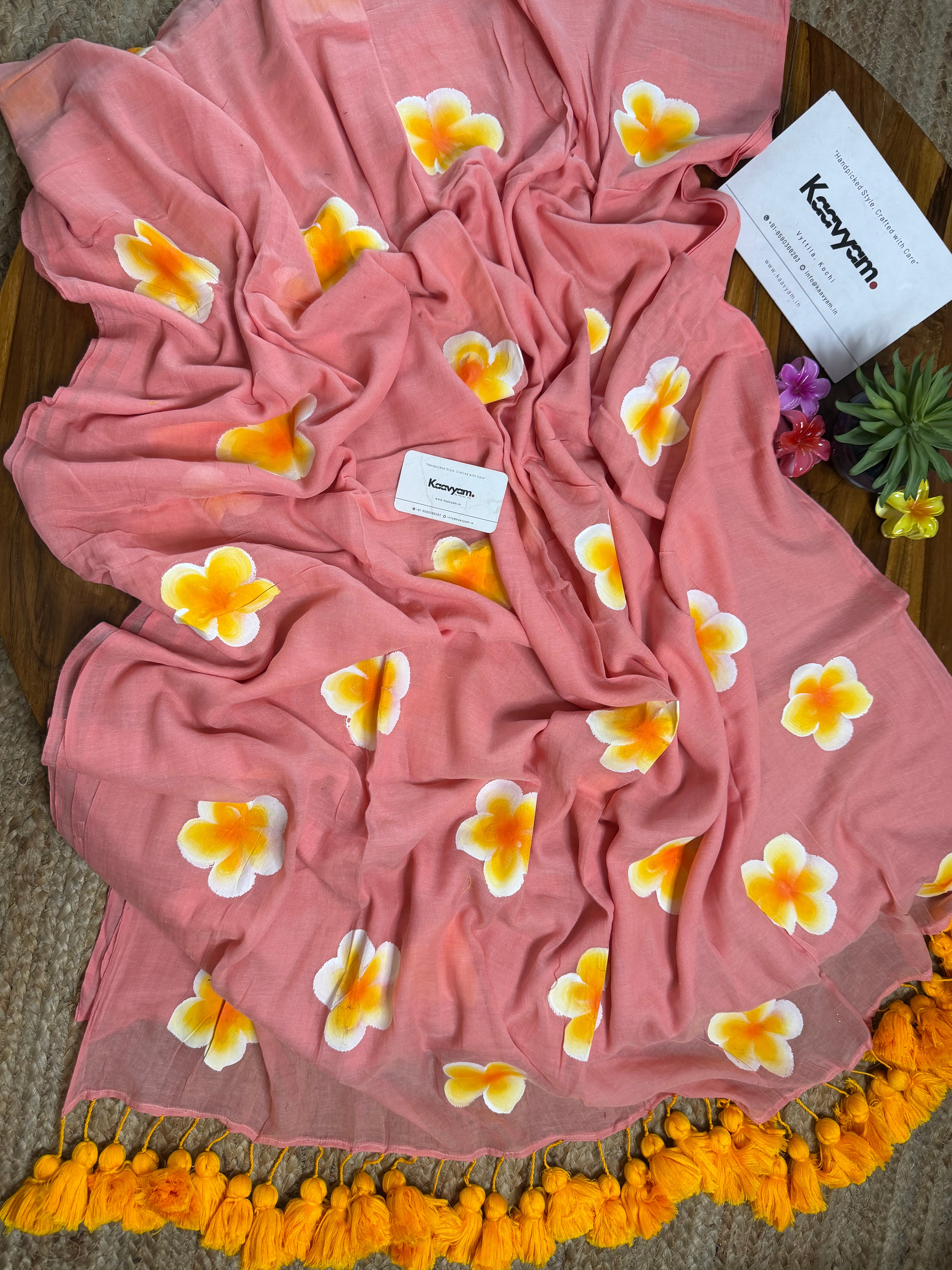 Chempakam - Handpainted Mul cotton Saree