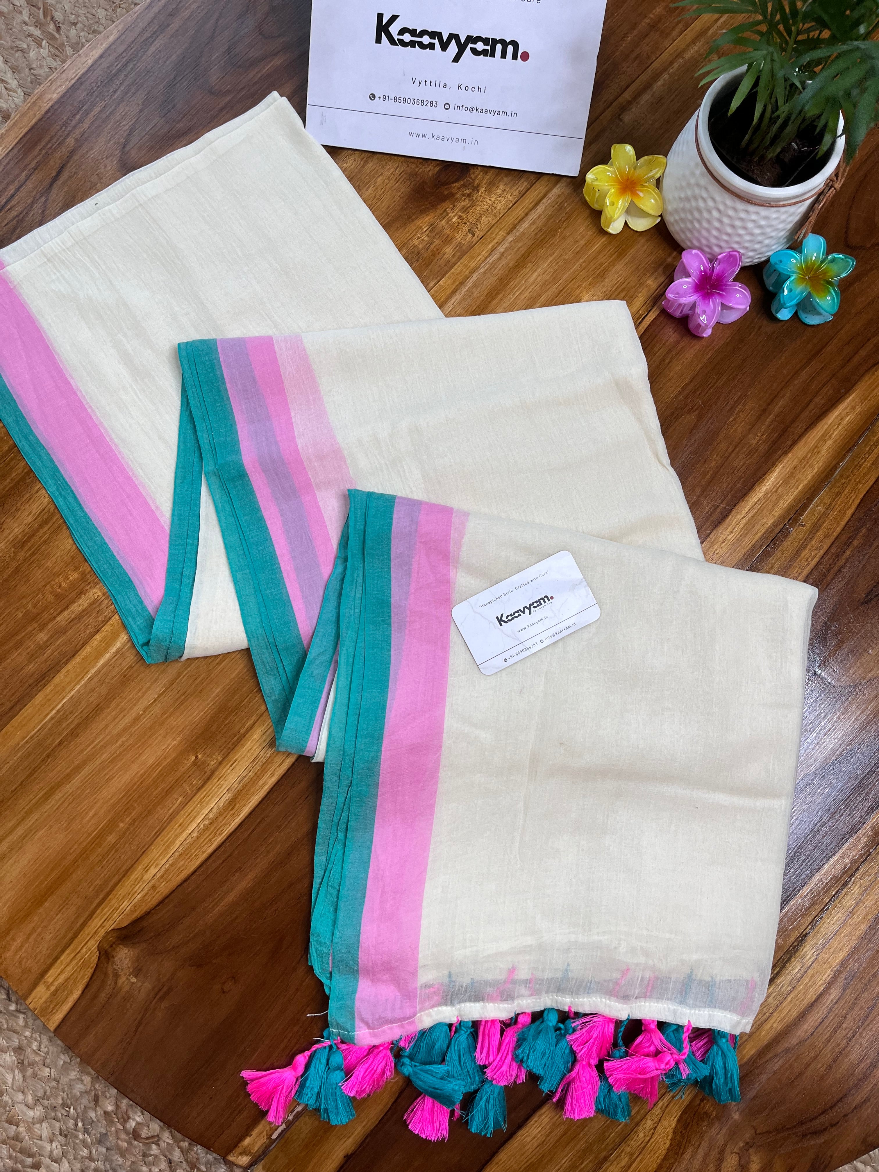 Double Kara Border Mul Cotton Saree
