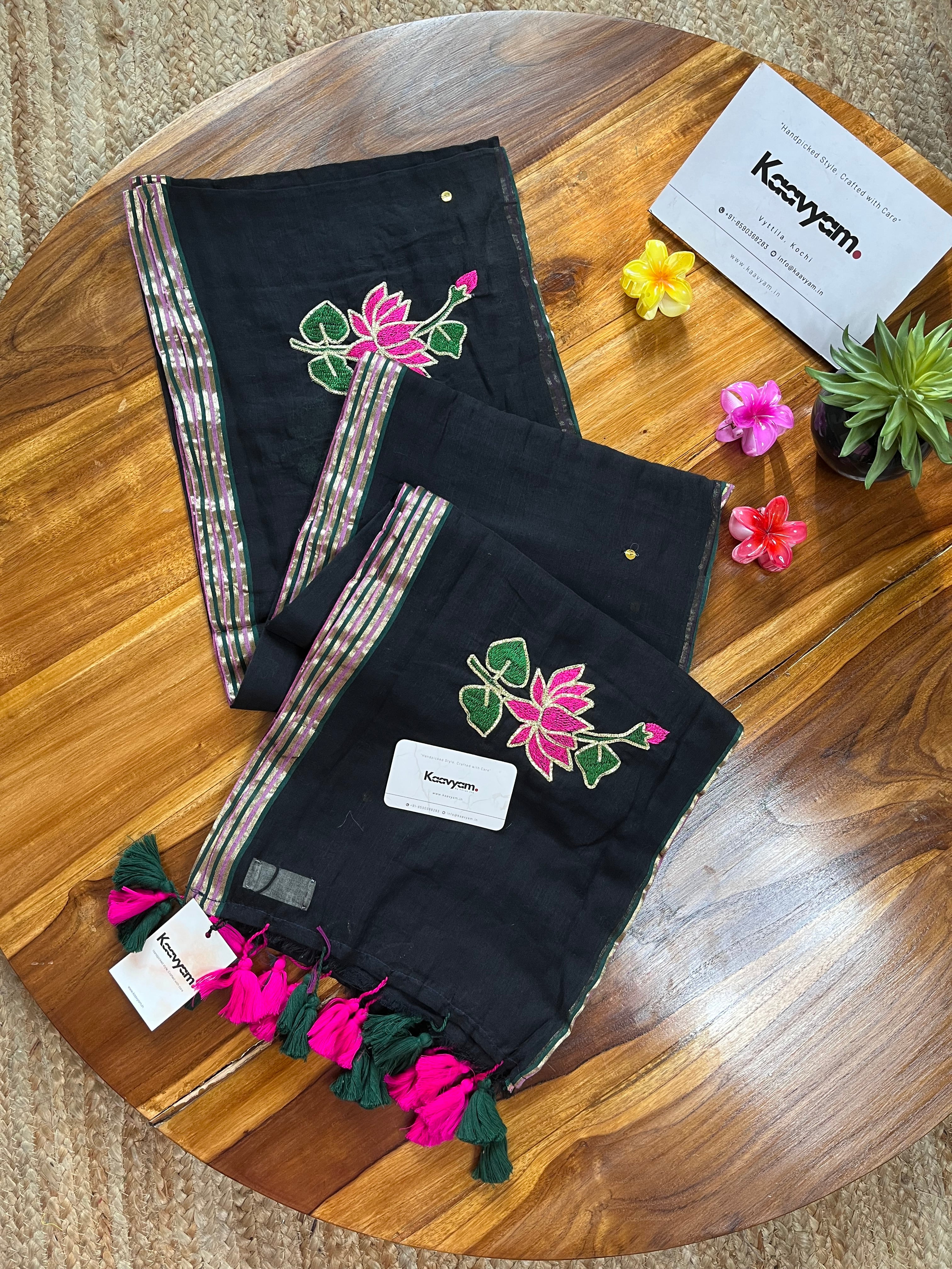 Lotus & Bud Mul Cotton Saree
