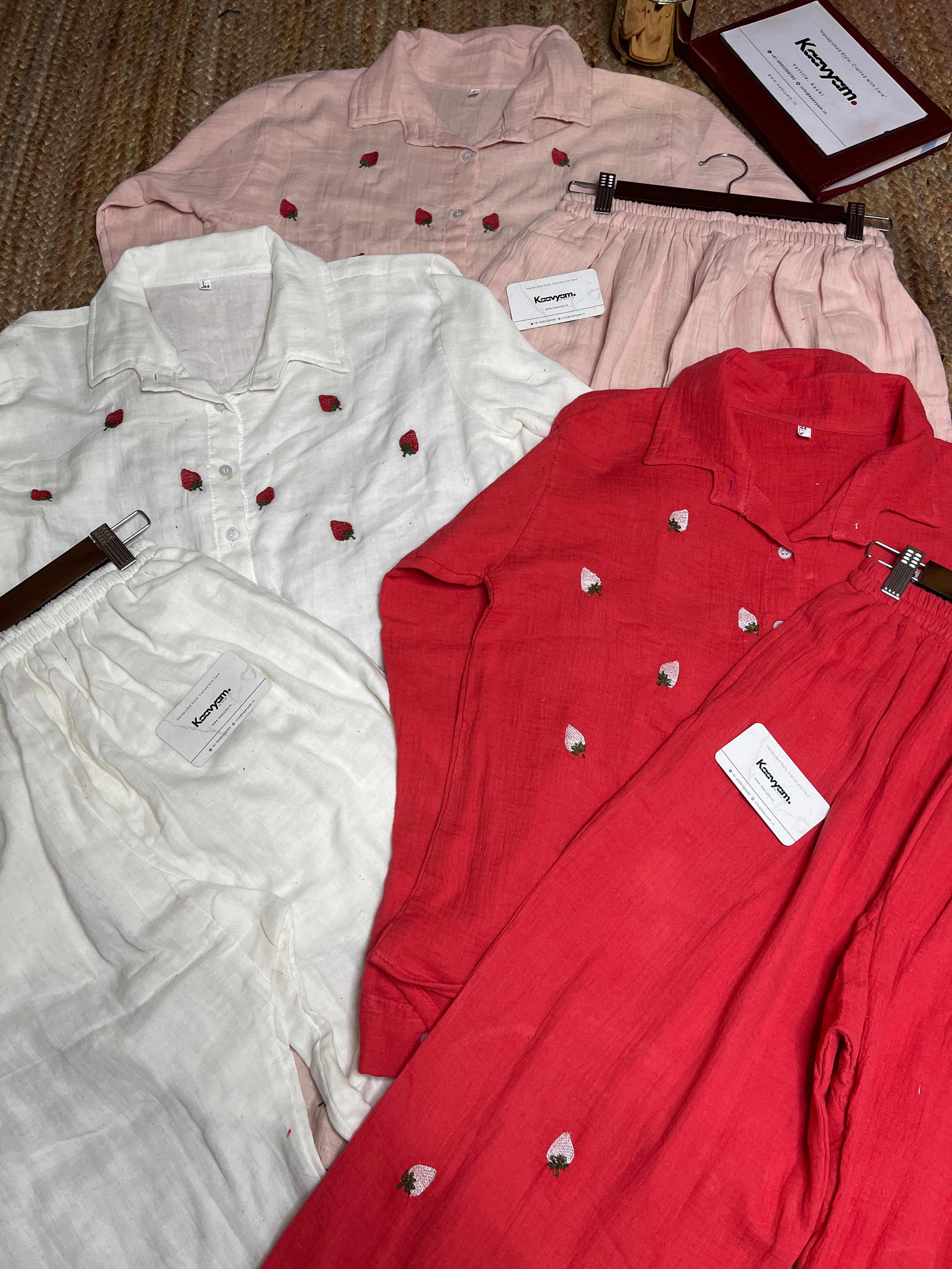 Strawberry Embroidery Coords