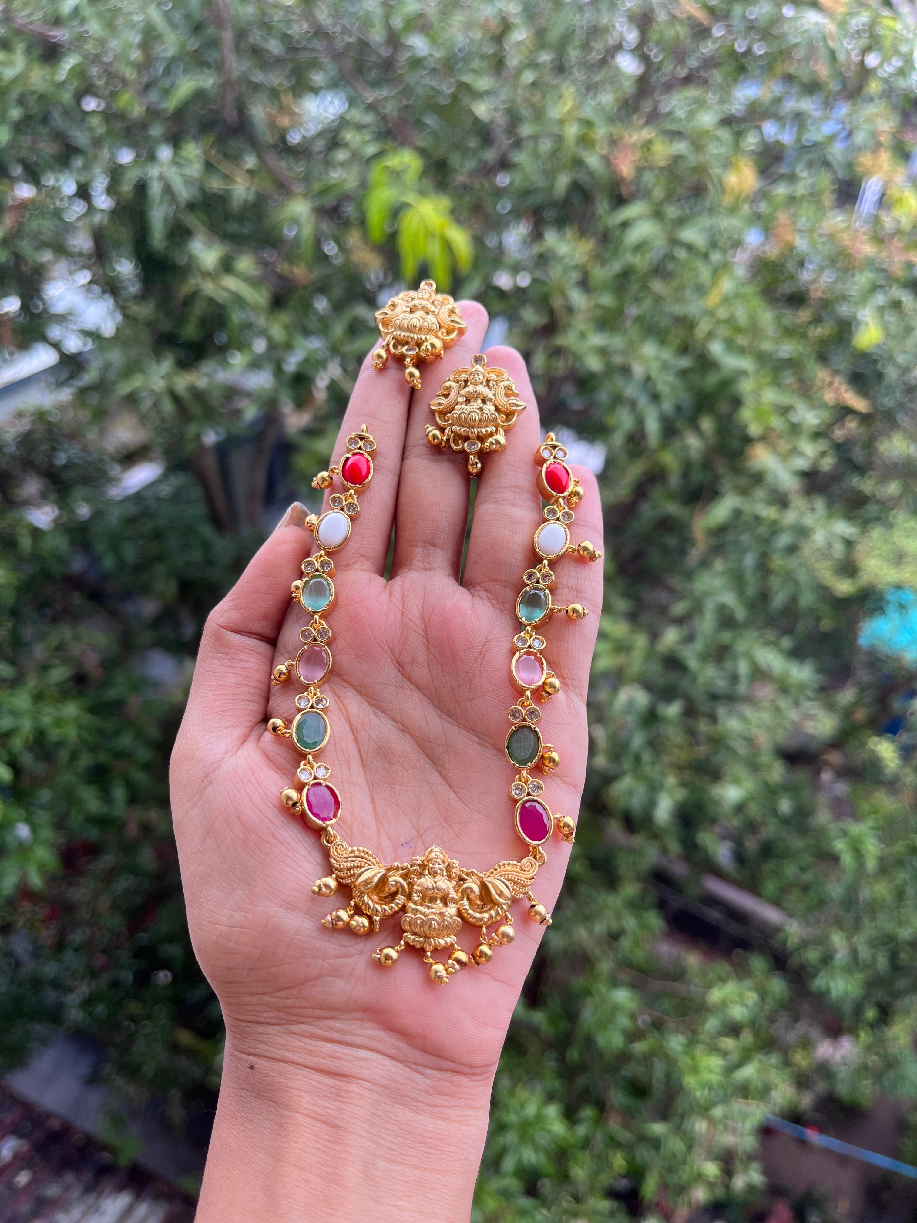 Multi Stone Lekshmi Necklace