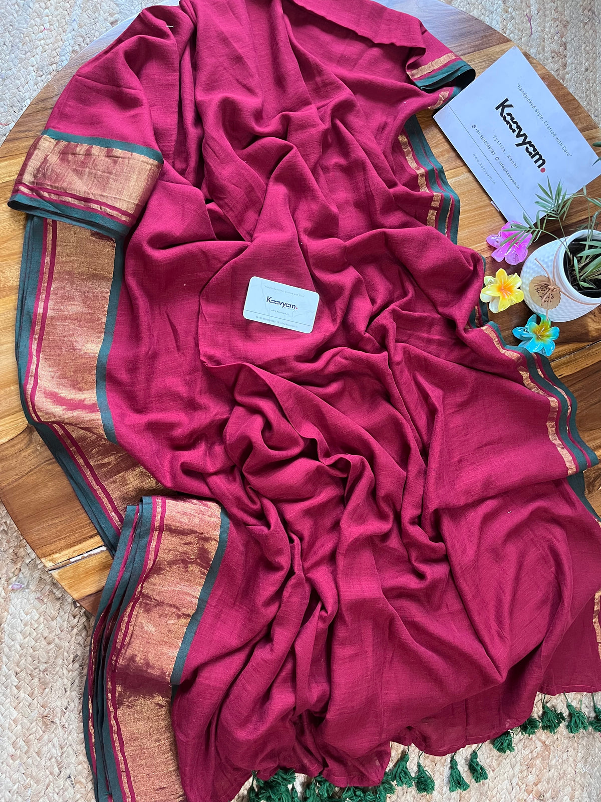 Maroon Mul Modal Saree