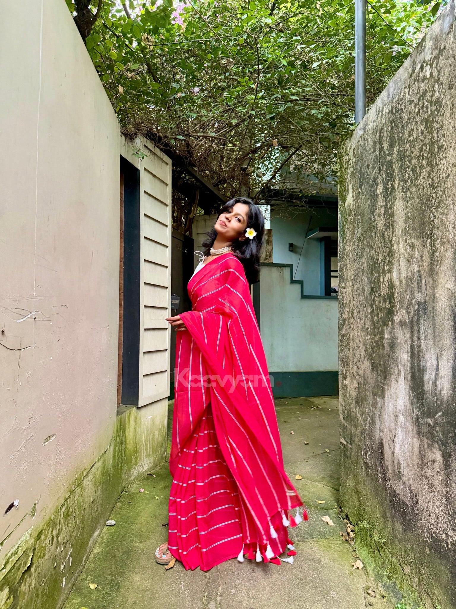 Xmas Stripe Mul Cotton Saree