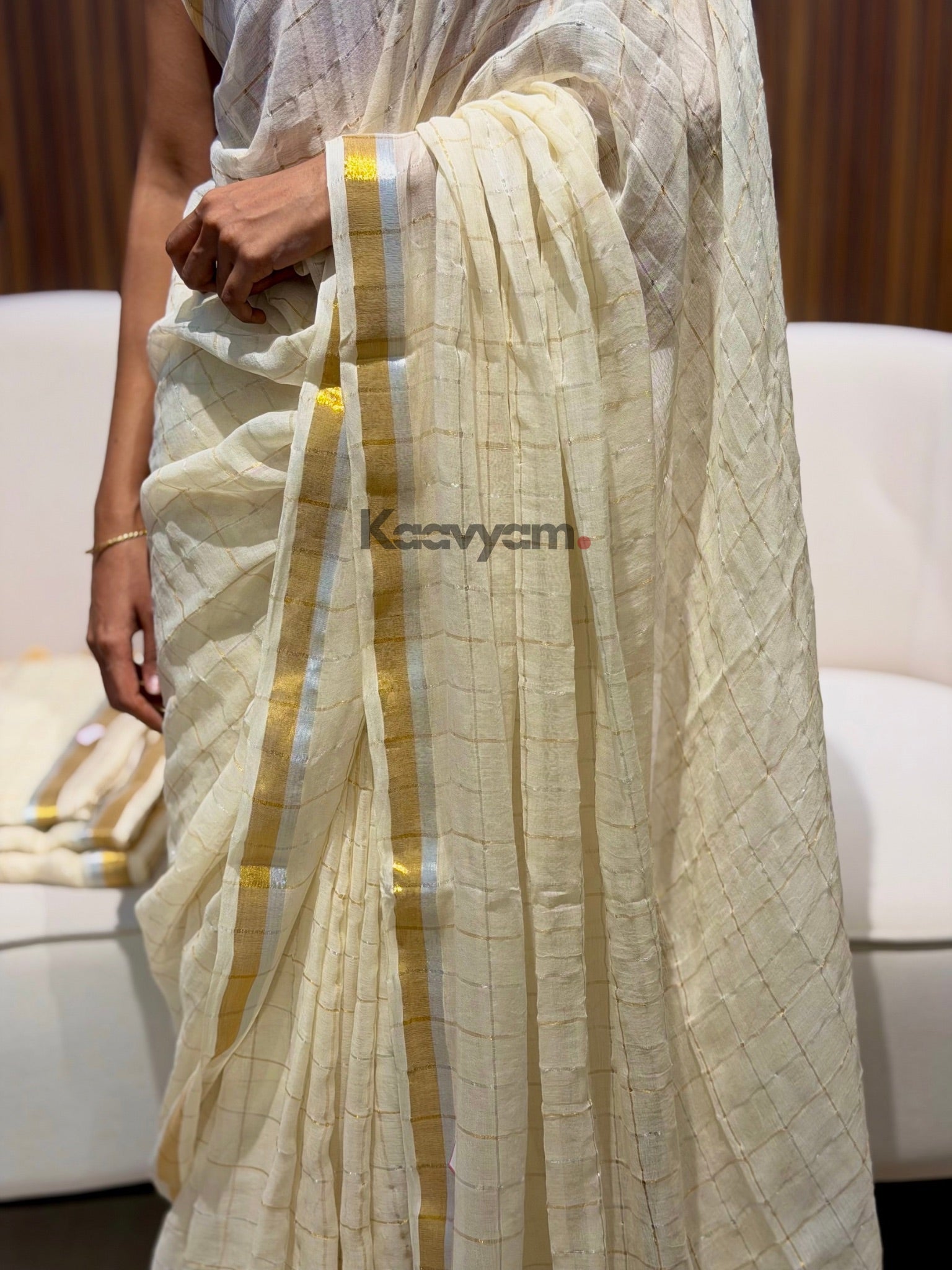 Chandra Kasav Check Saree