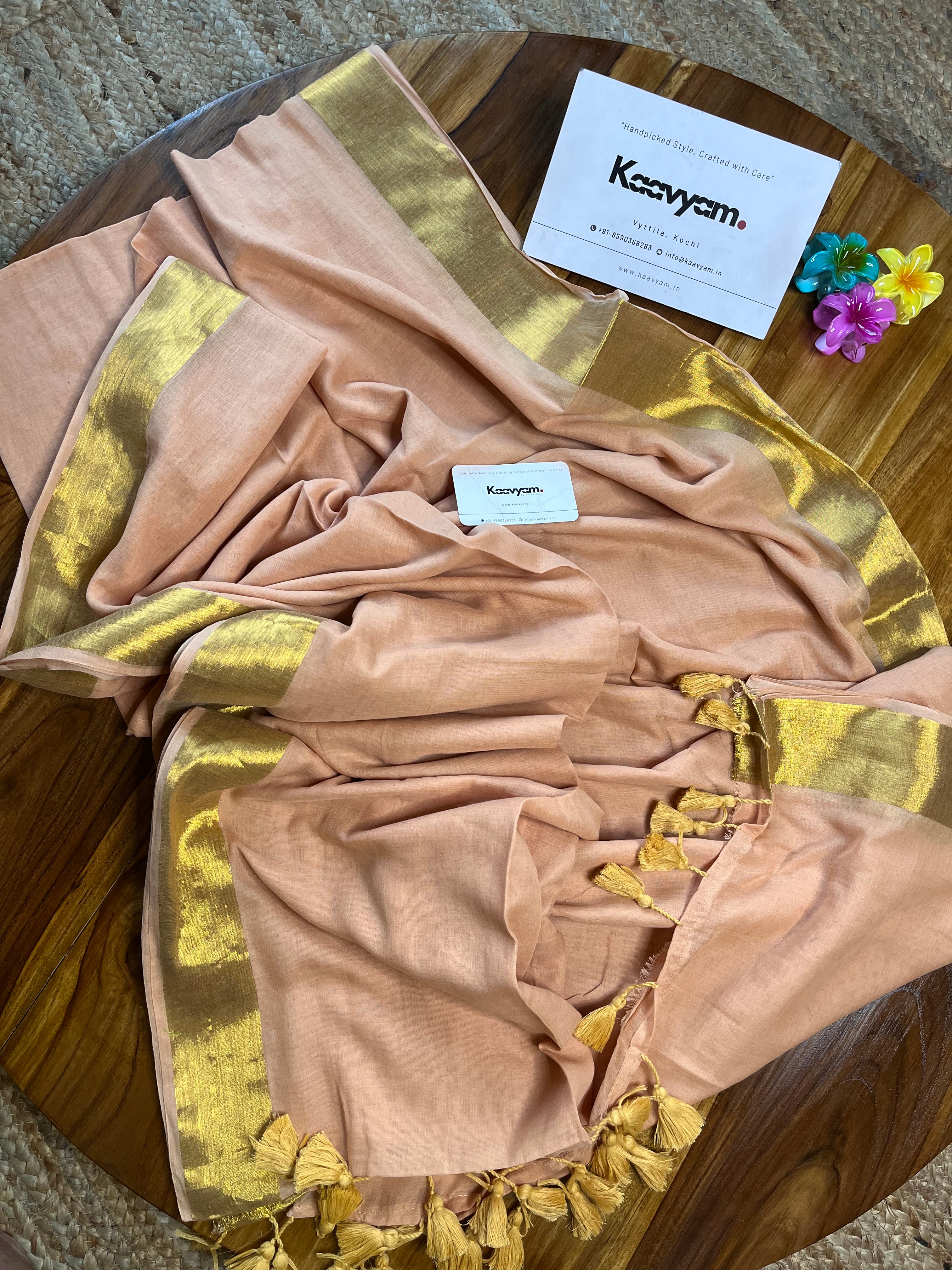 Anna Ben's Kasav Mul Cotton Saree - MANKA