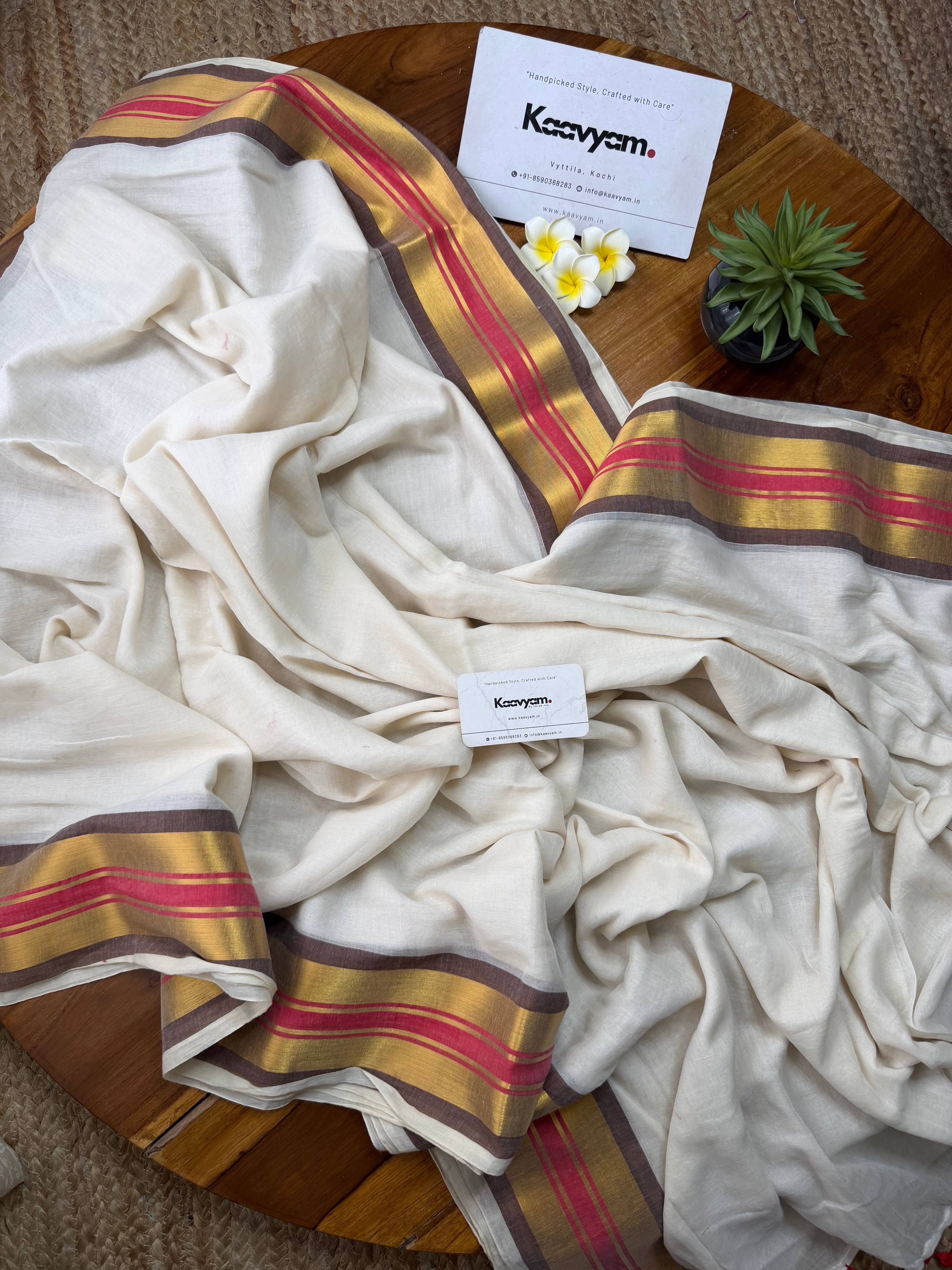 Maveli Kasav Mul Cotton Saree