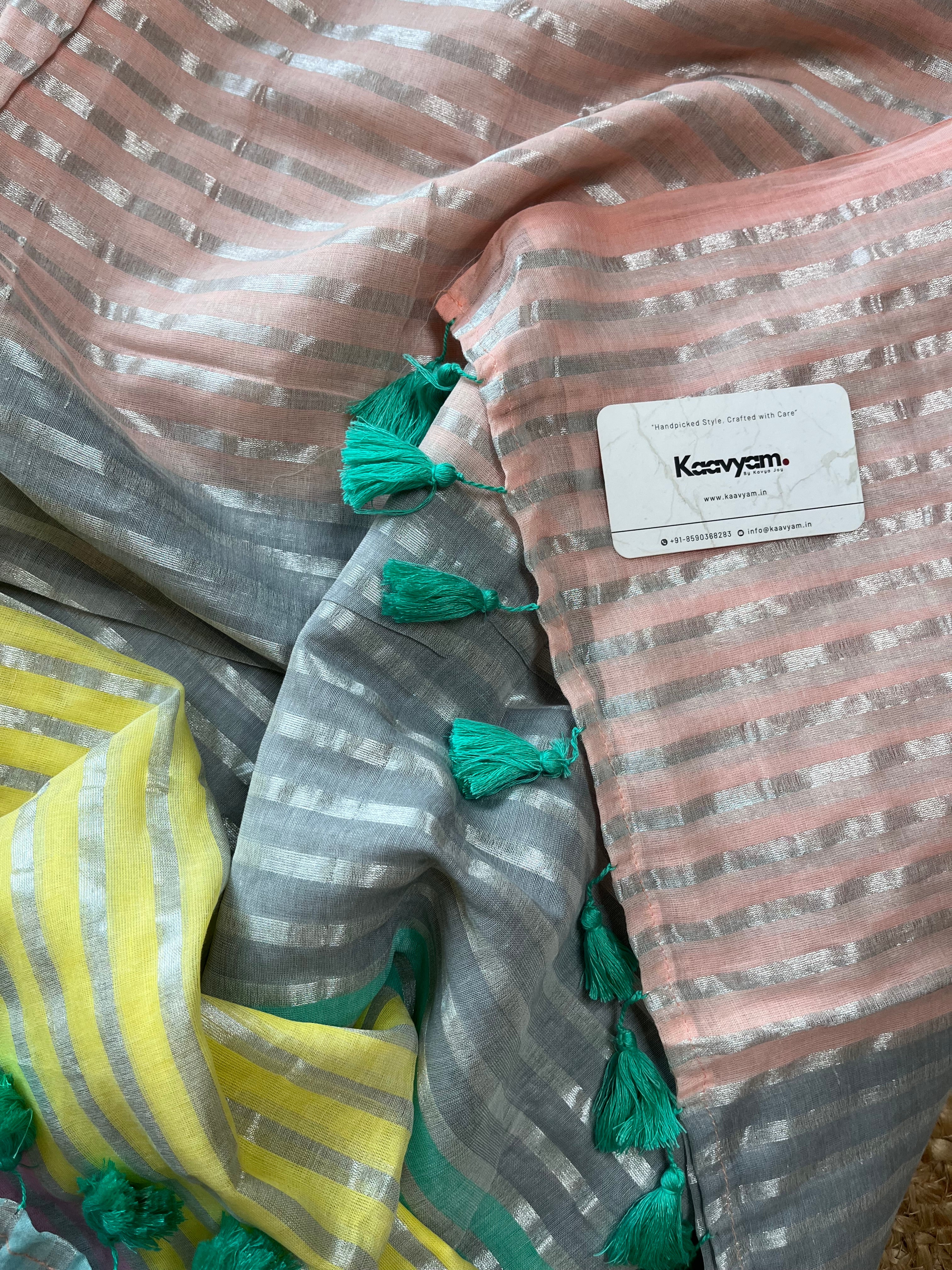 Multi Colour Stripe Tissue Silk Saree