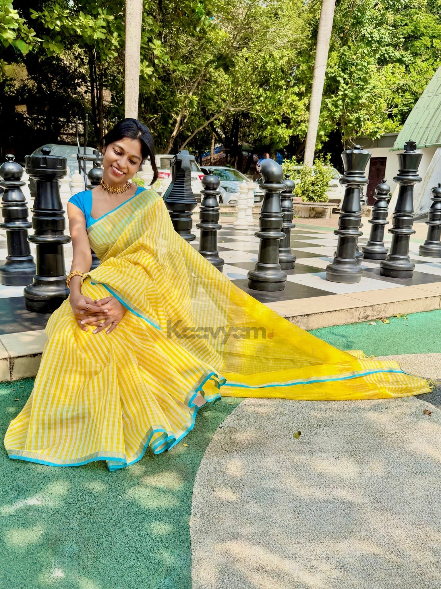 Checks Maheshwari Silk Saree