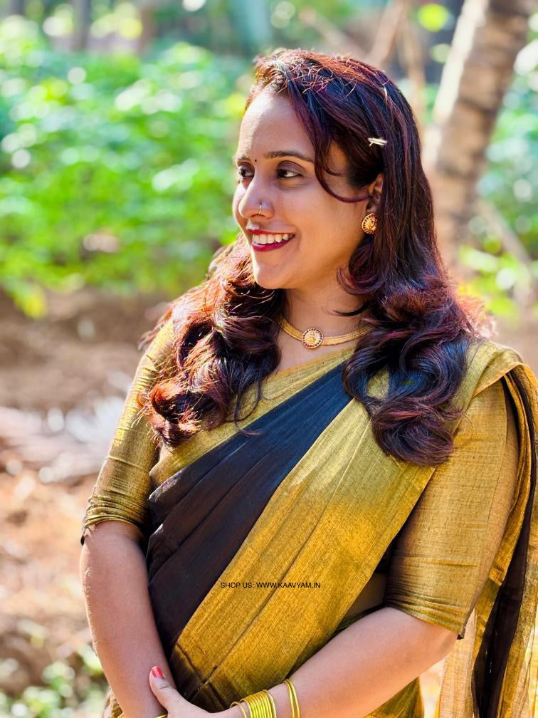 Raaga Black Tissue Silk Saree