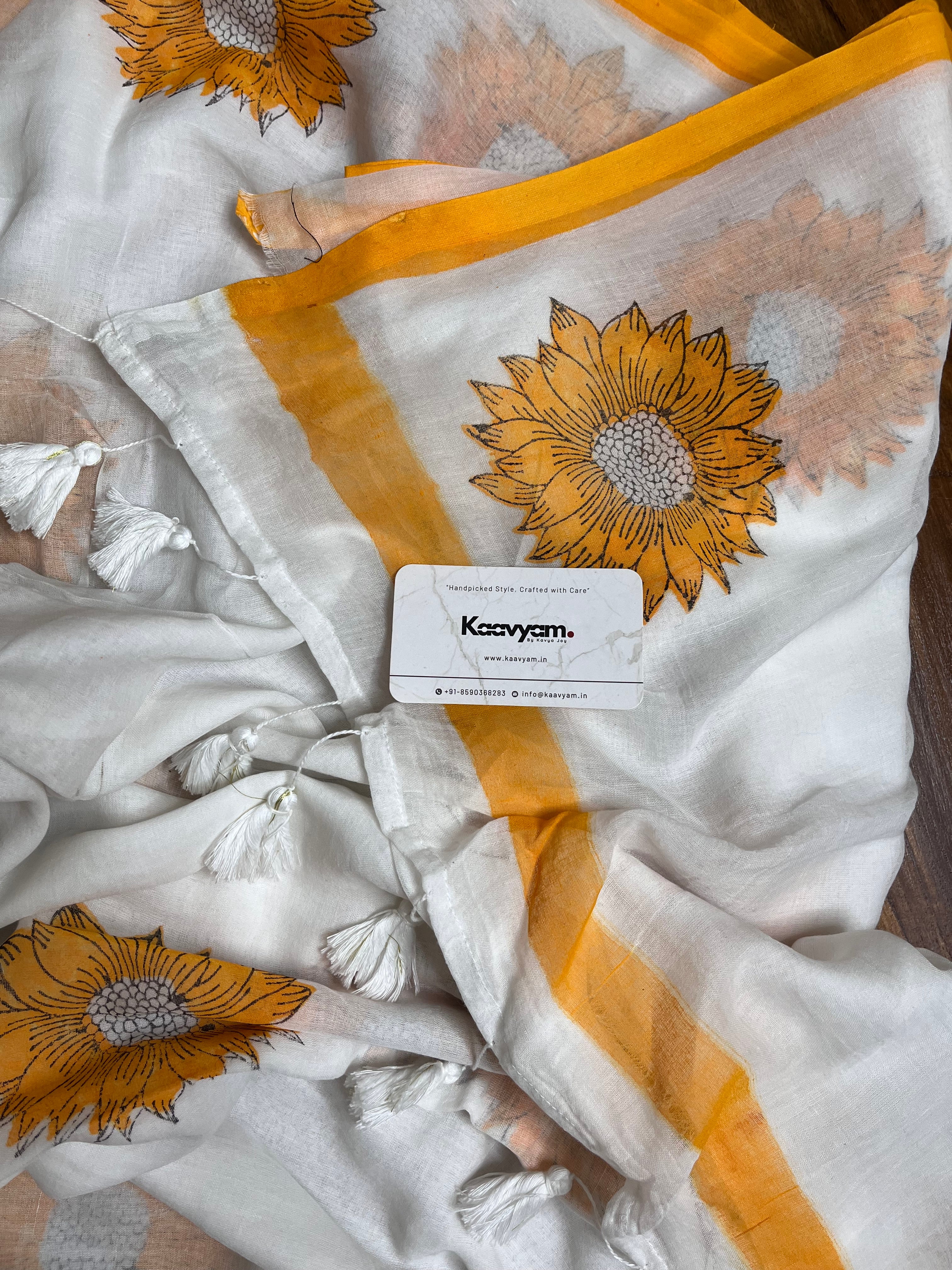 Sunflower Printed Mul Cotton Saree