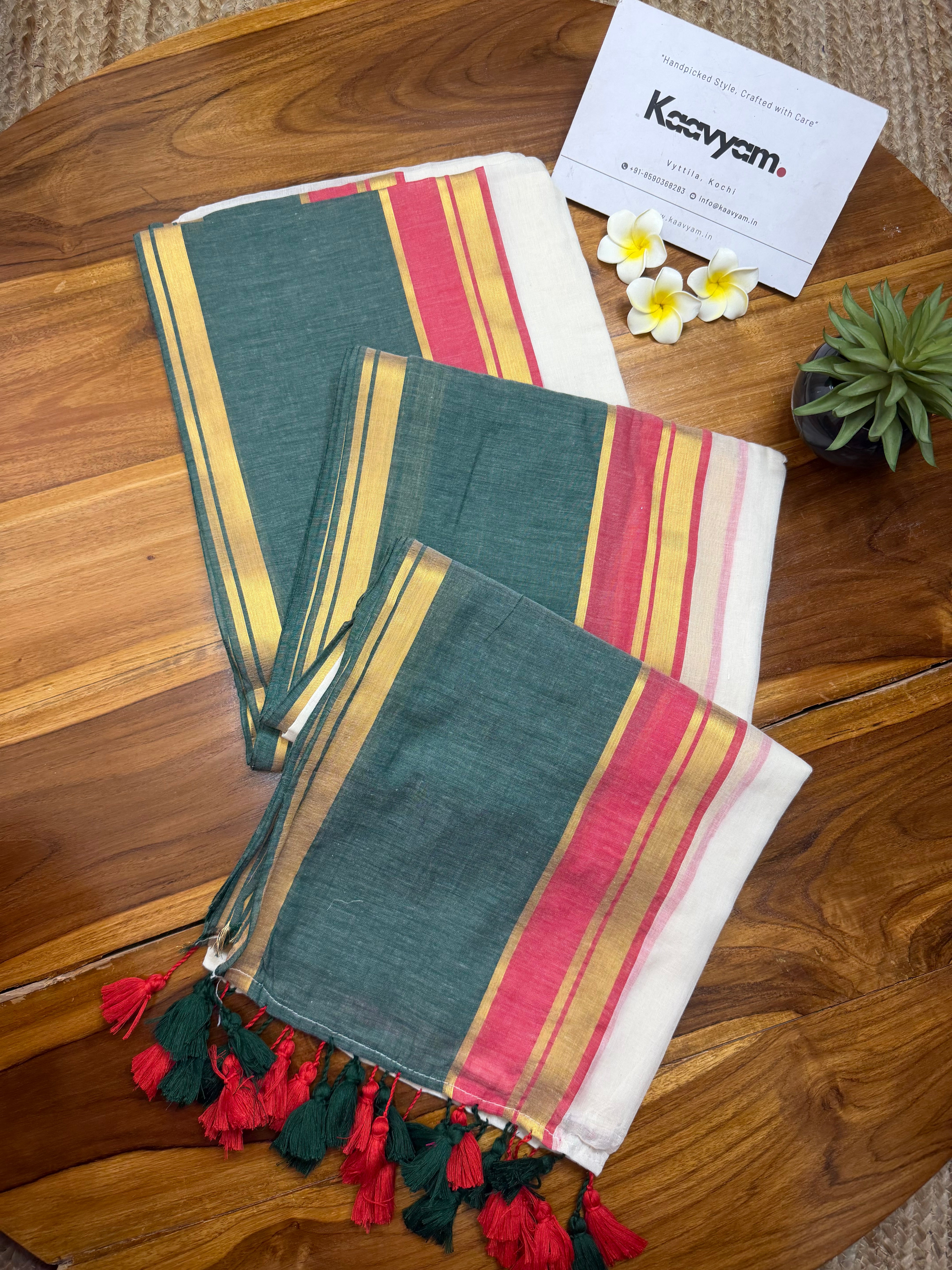 Karthika Kasav Mul Cotton Saree