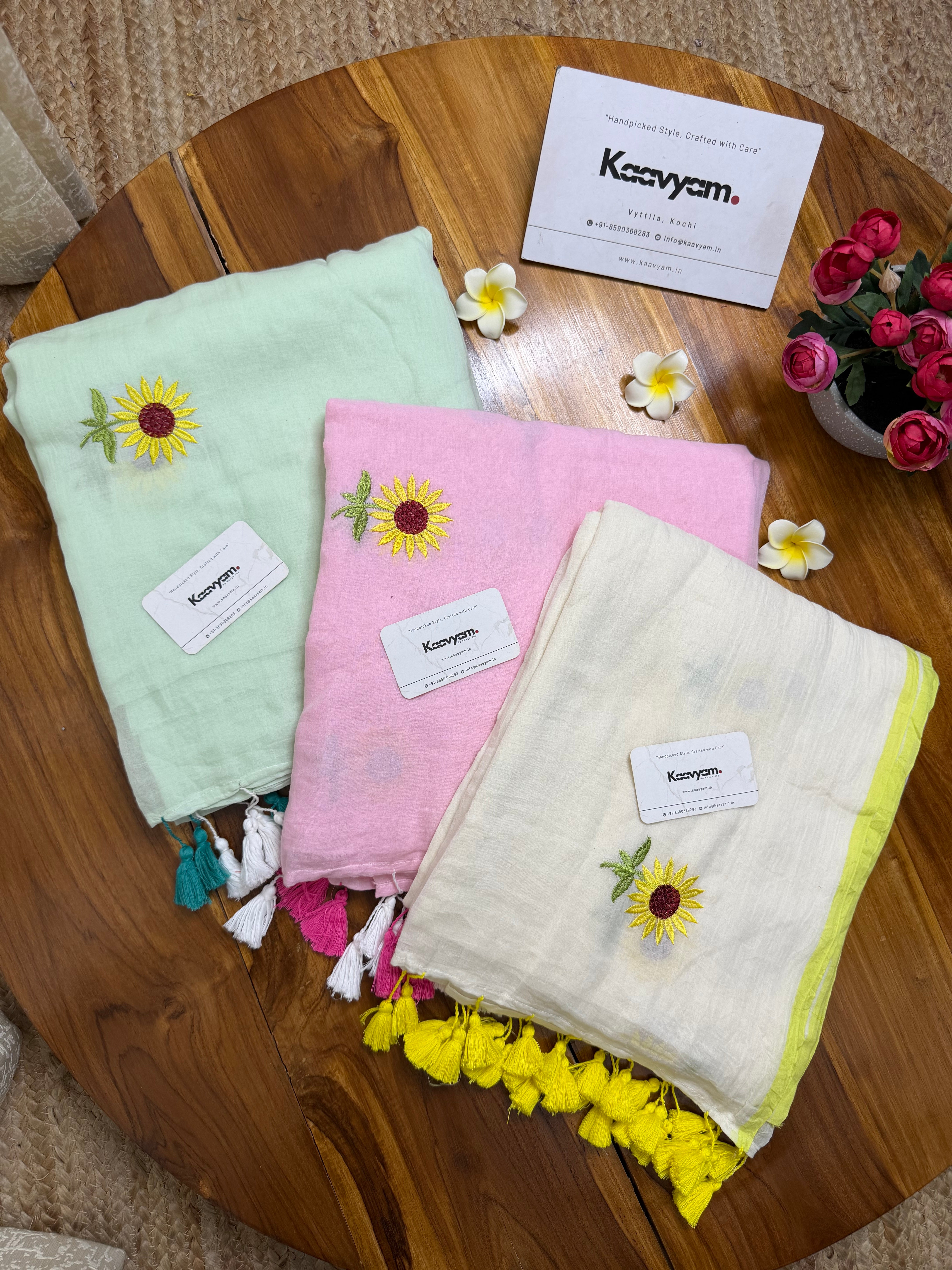 Sunflower Embroidery Saree