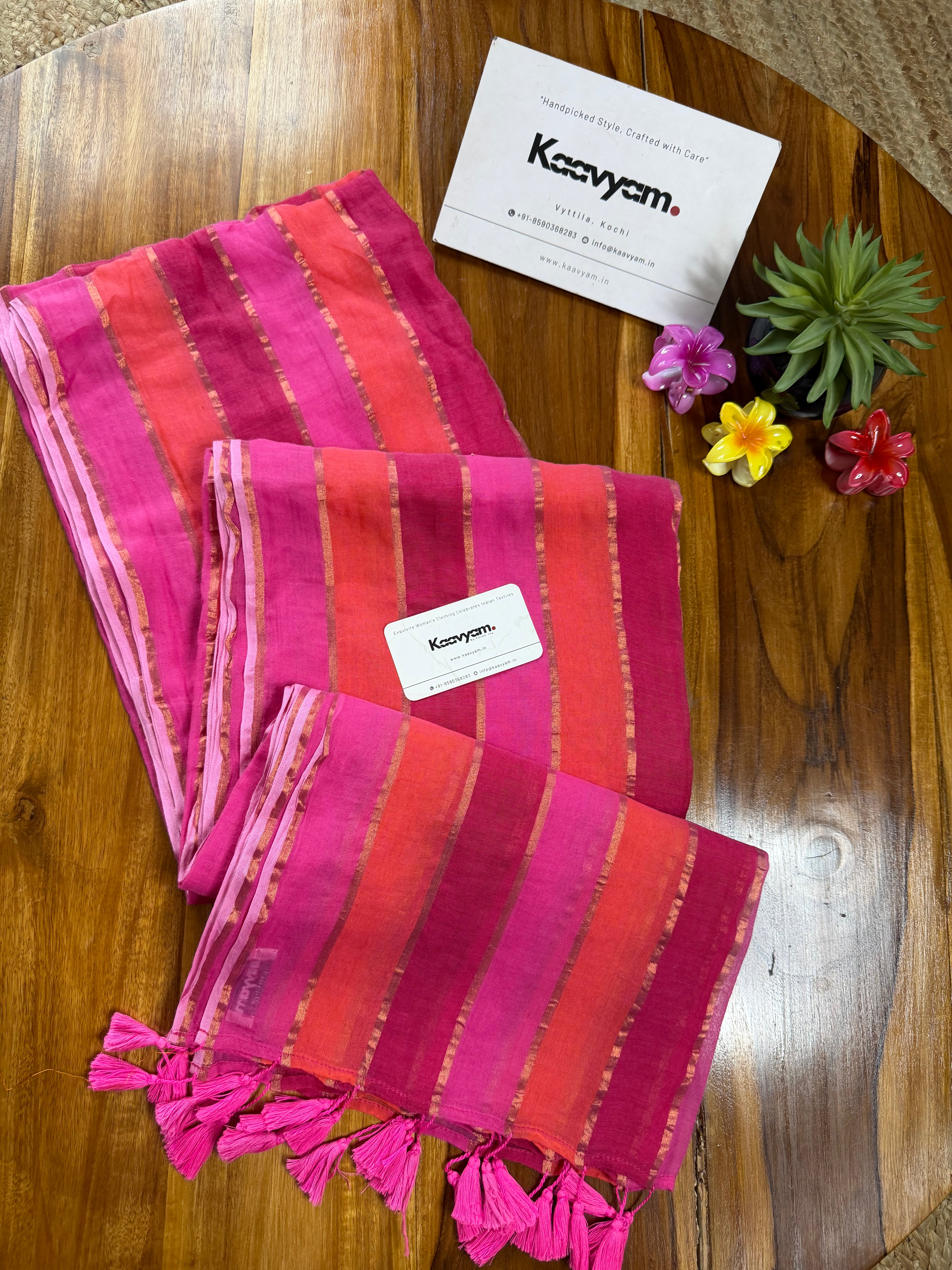 Dual Stripes Mul Cotton Saree