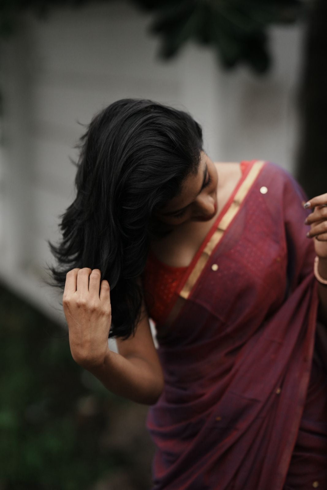 Purple Mul cotton Tissue Sequins Saree