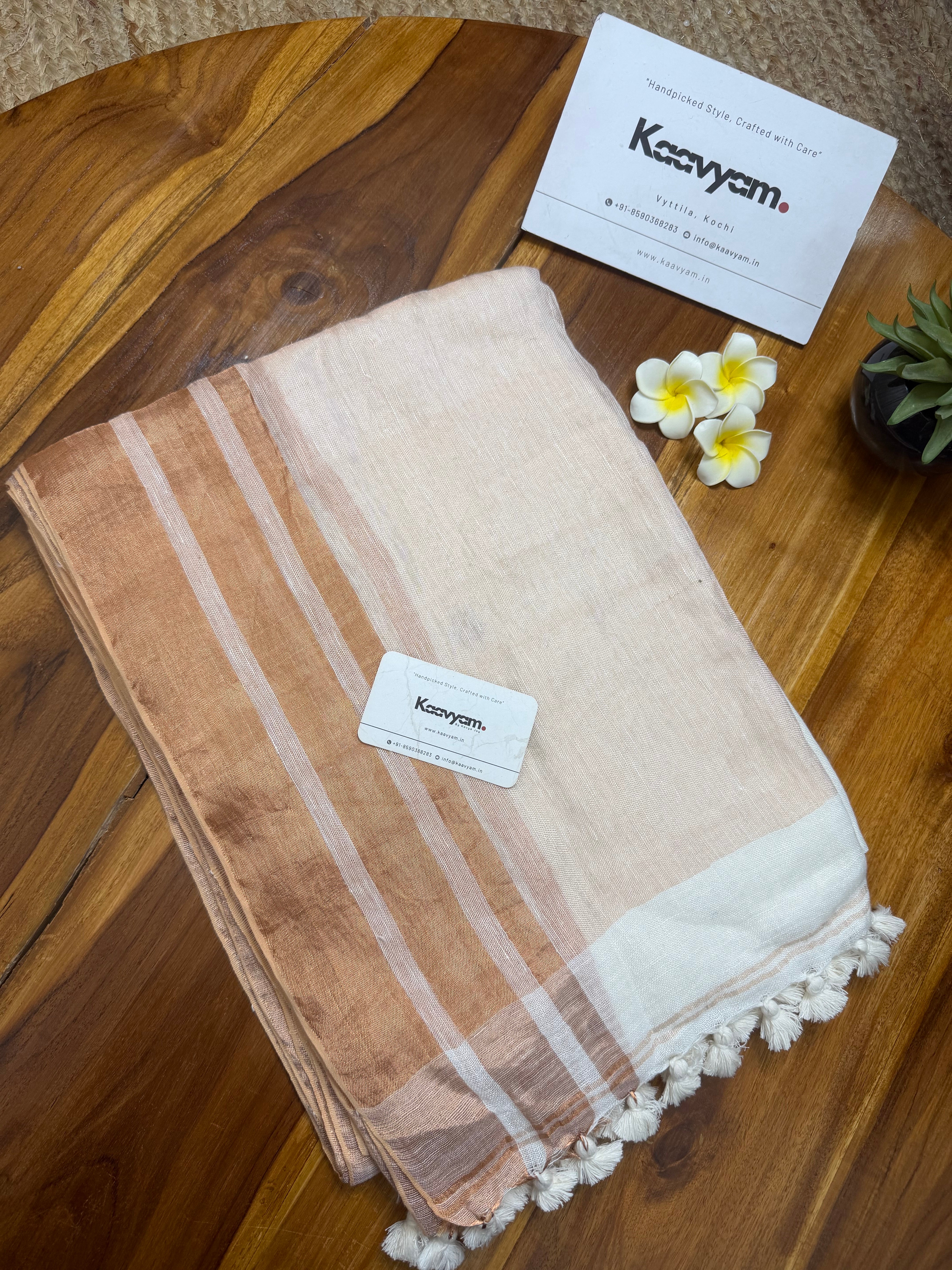 Polka Zari Linen Saree