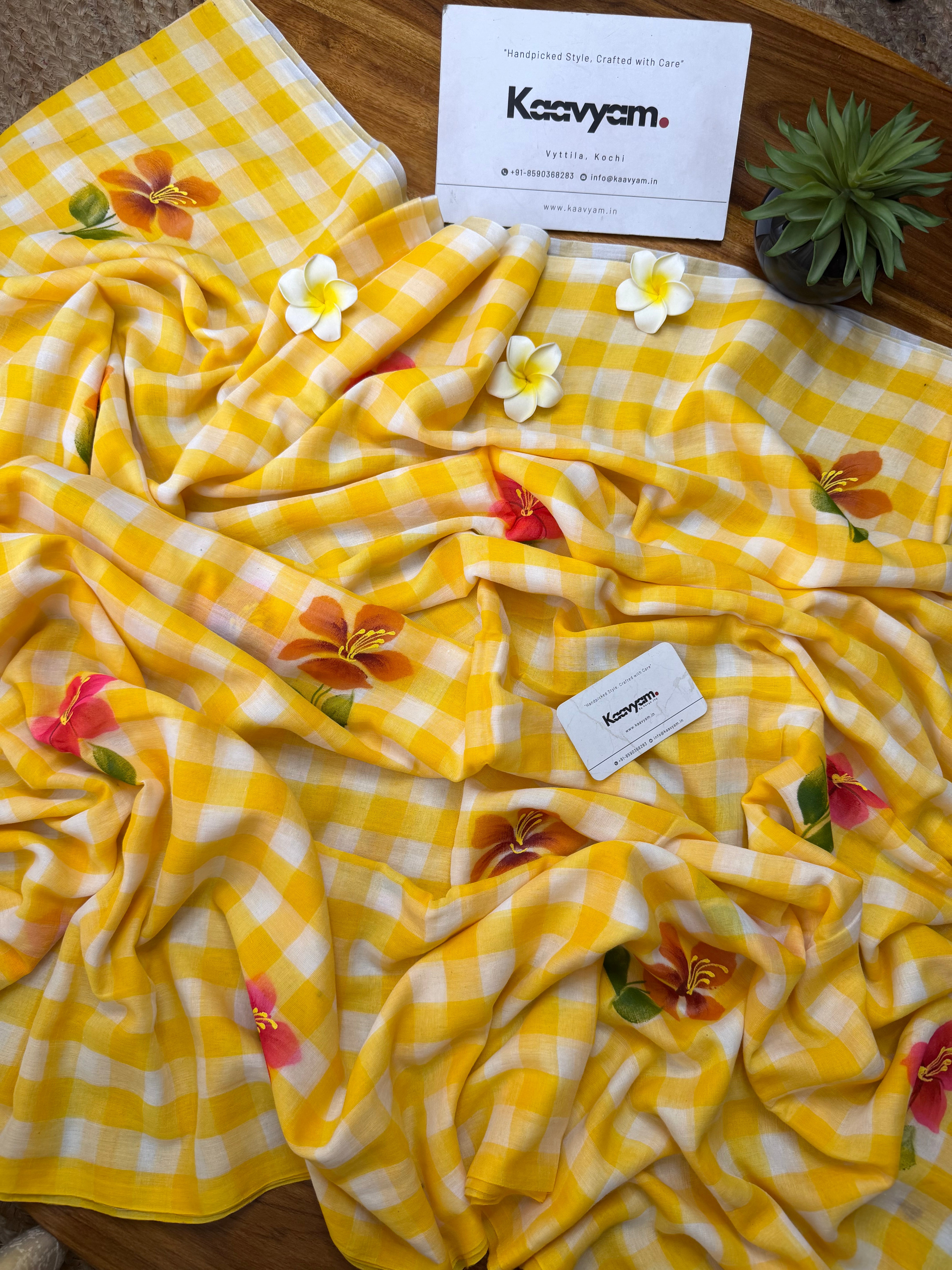 Checks Blossom Mul Cotton Saree