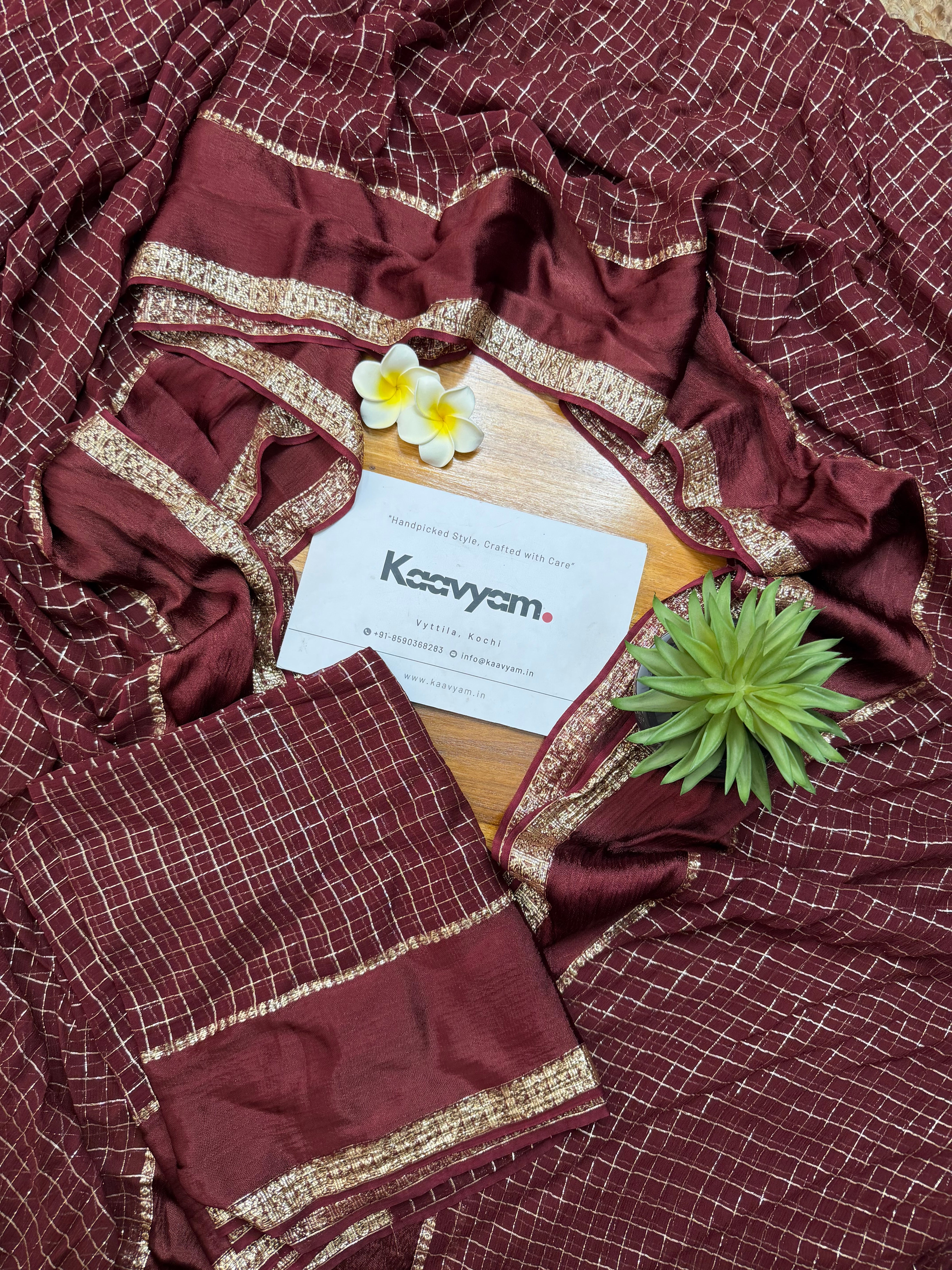 Pop Colors Viscose Checks Saree