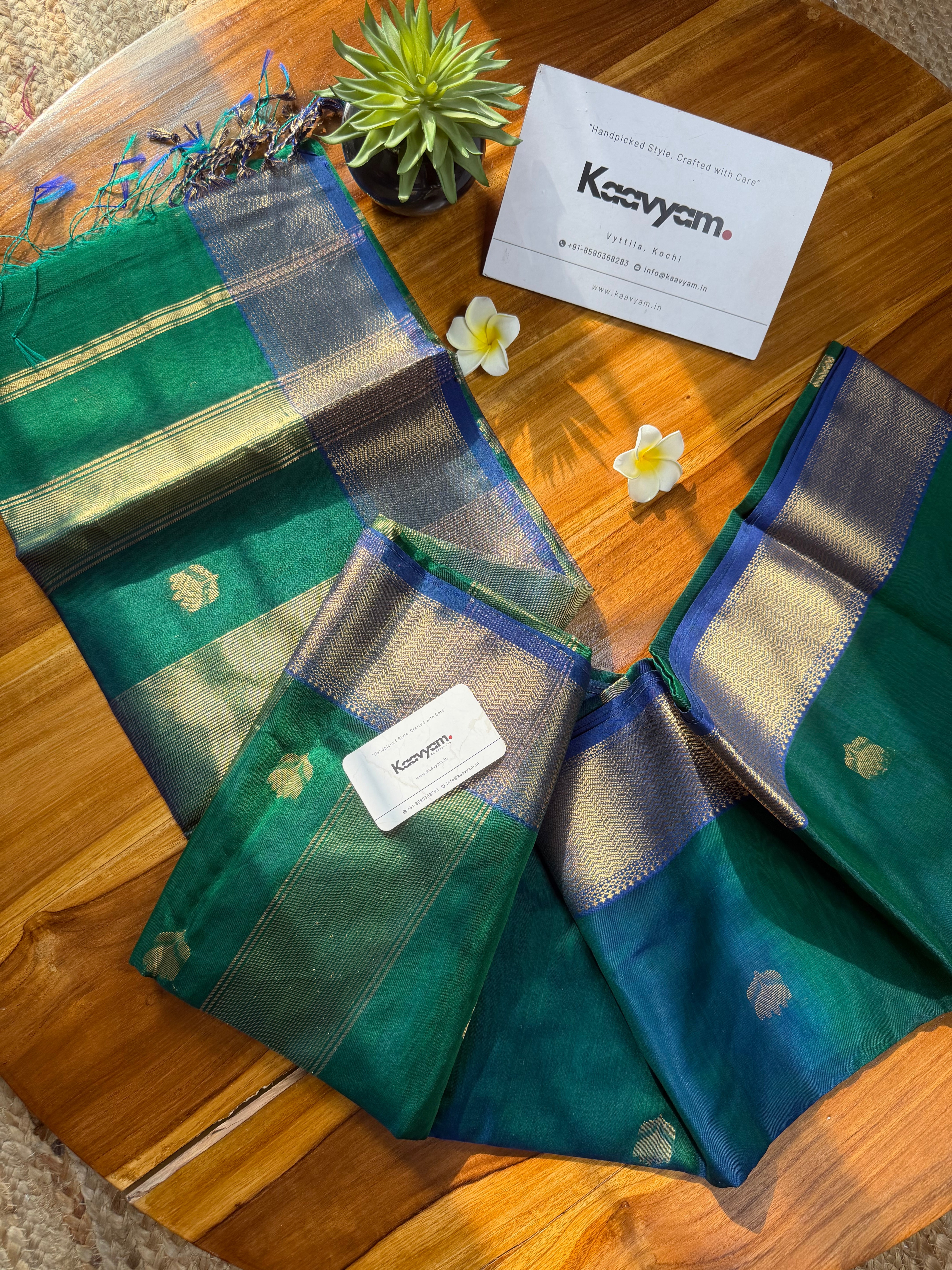 Lotus Butta Maheshwari Silk Saree