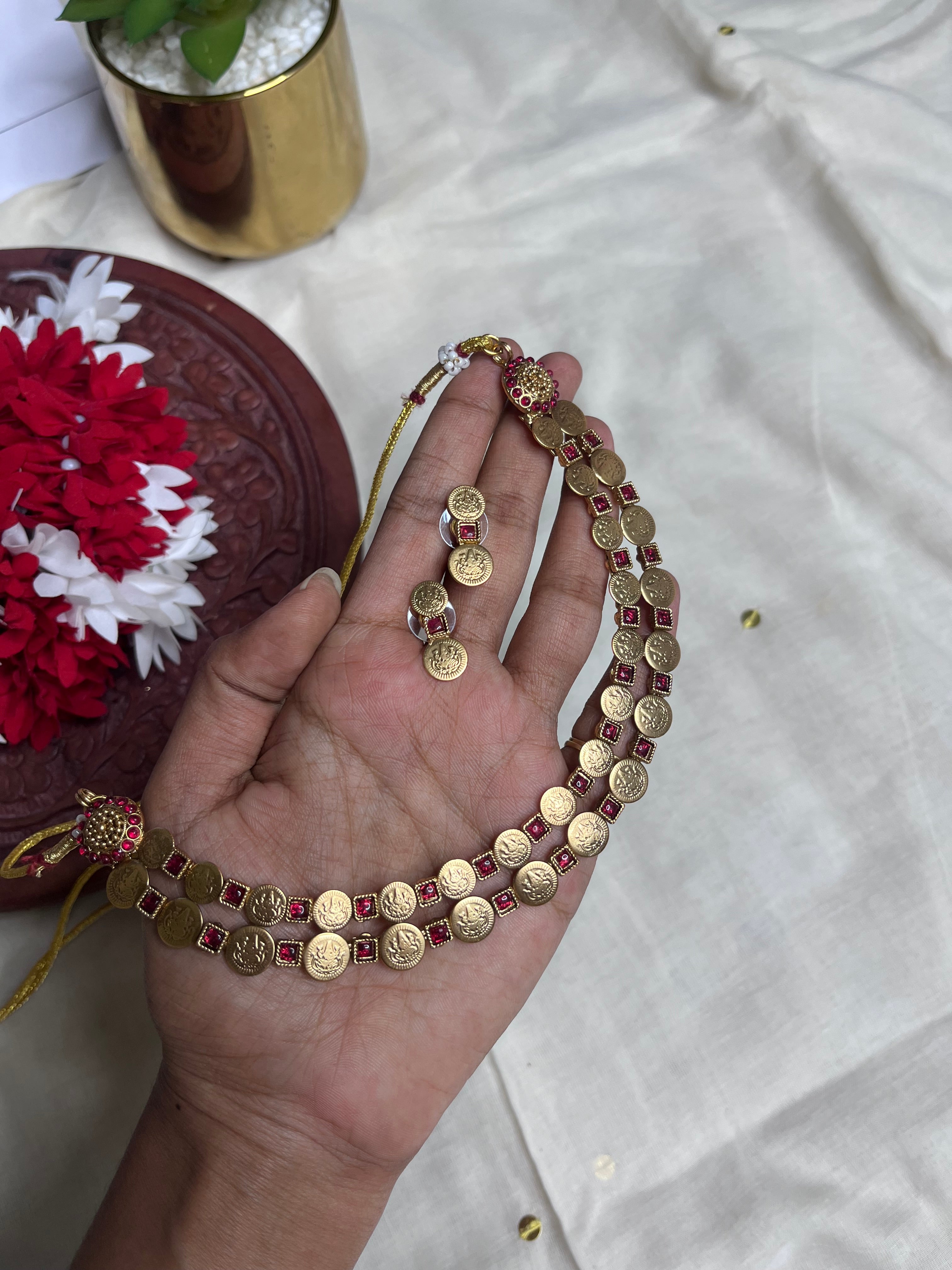 Coin Layer Neckpiece & Earrings
