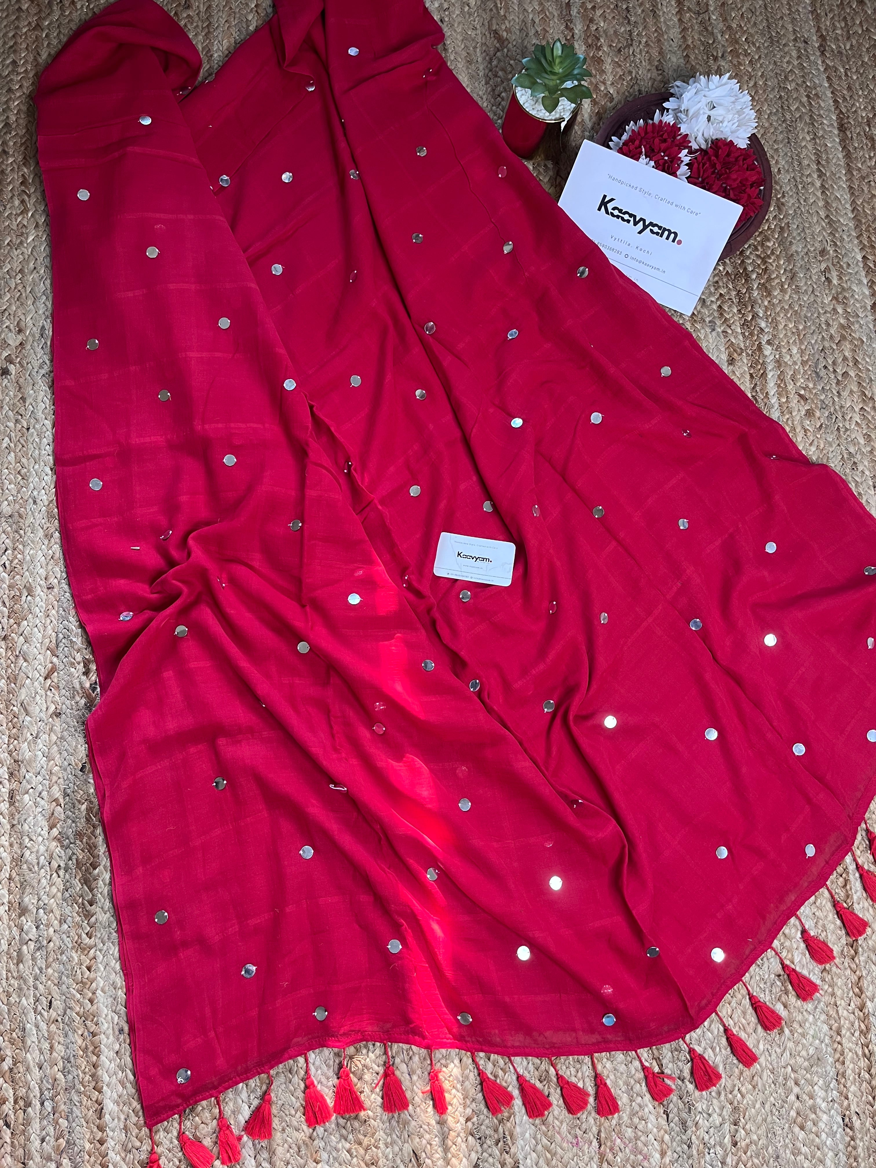 Sequins Box Mul Cotton Saree
