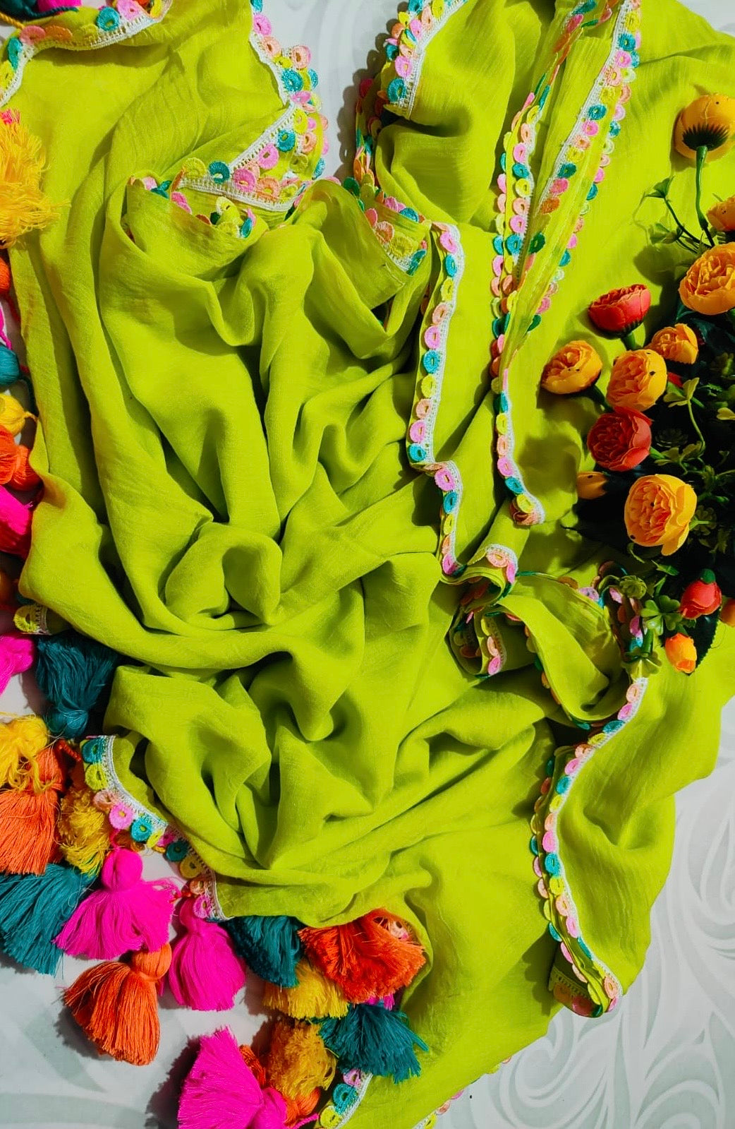 Mul Cotton Lace Saree