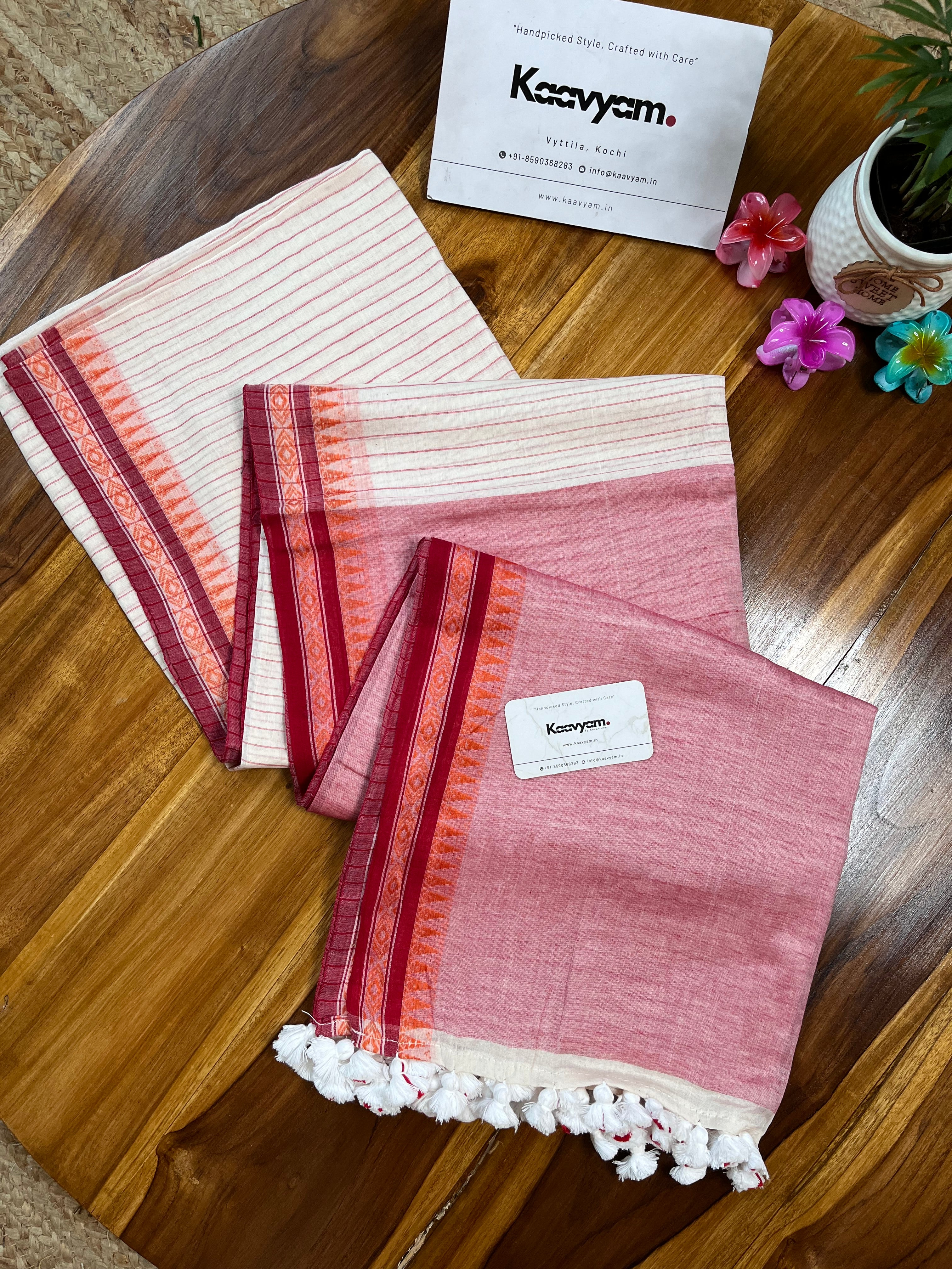 Temple & Kara Kerala Cotton Saree - MANKA