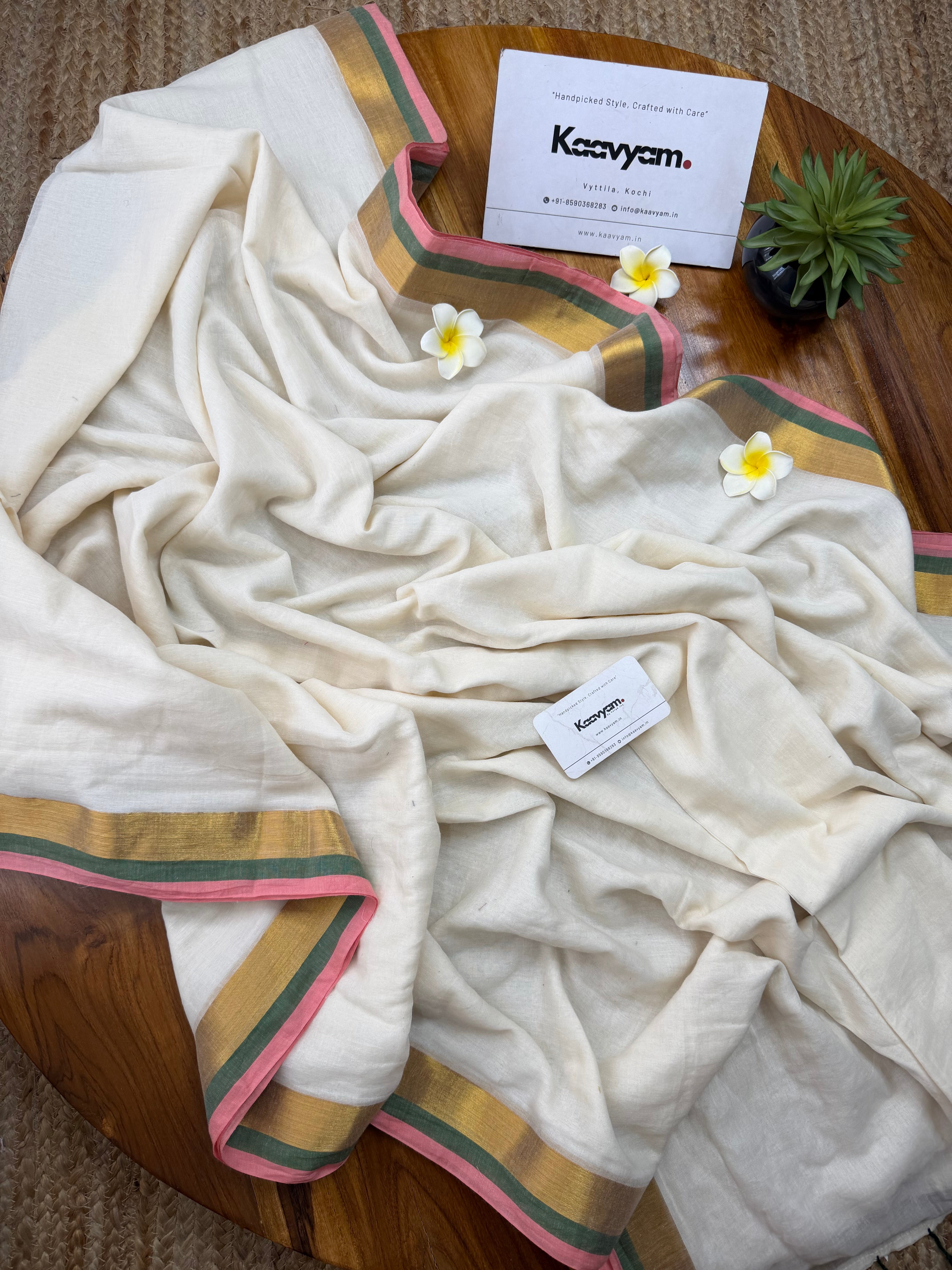 Classic Kasav & Kara Mul Cotton Saree