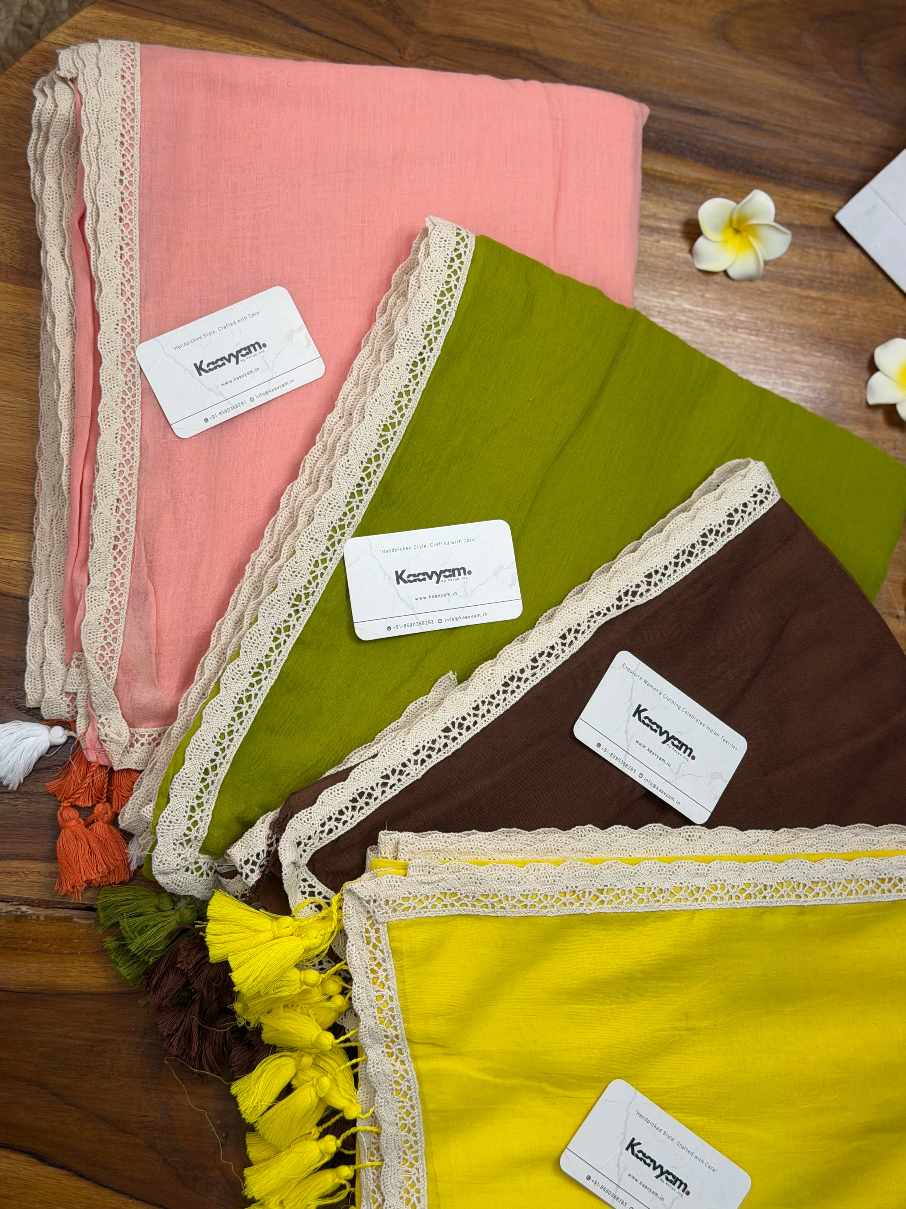 Plain Mul Cotton Lace Saree