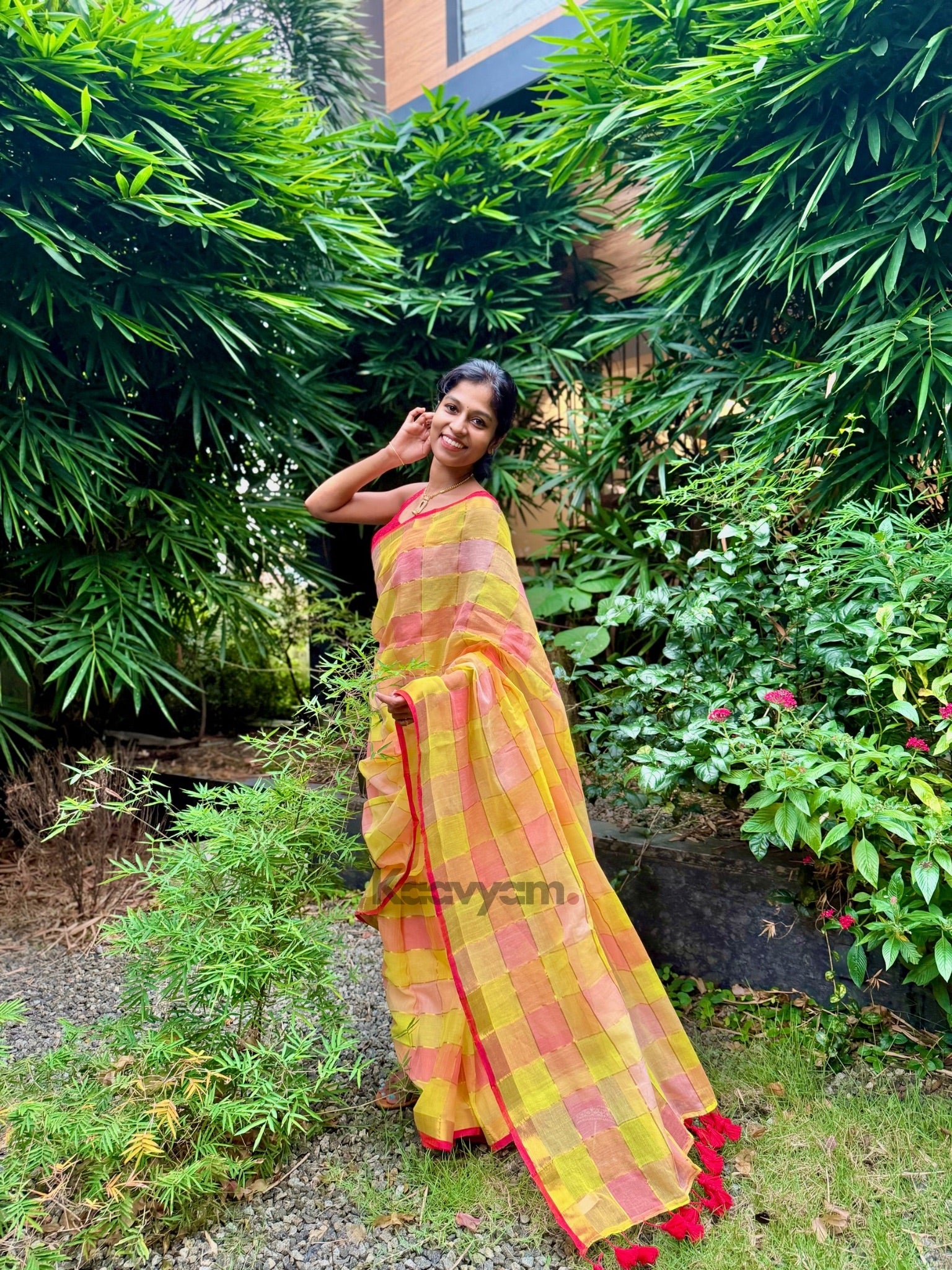 Manjal Check Mul Cotton Saree