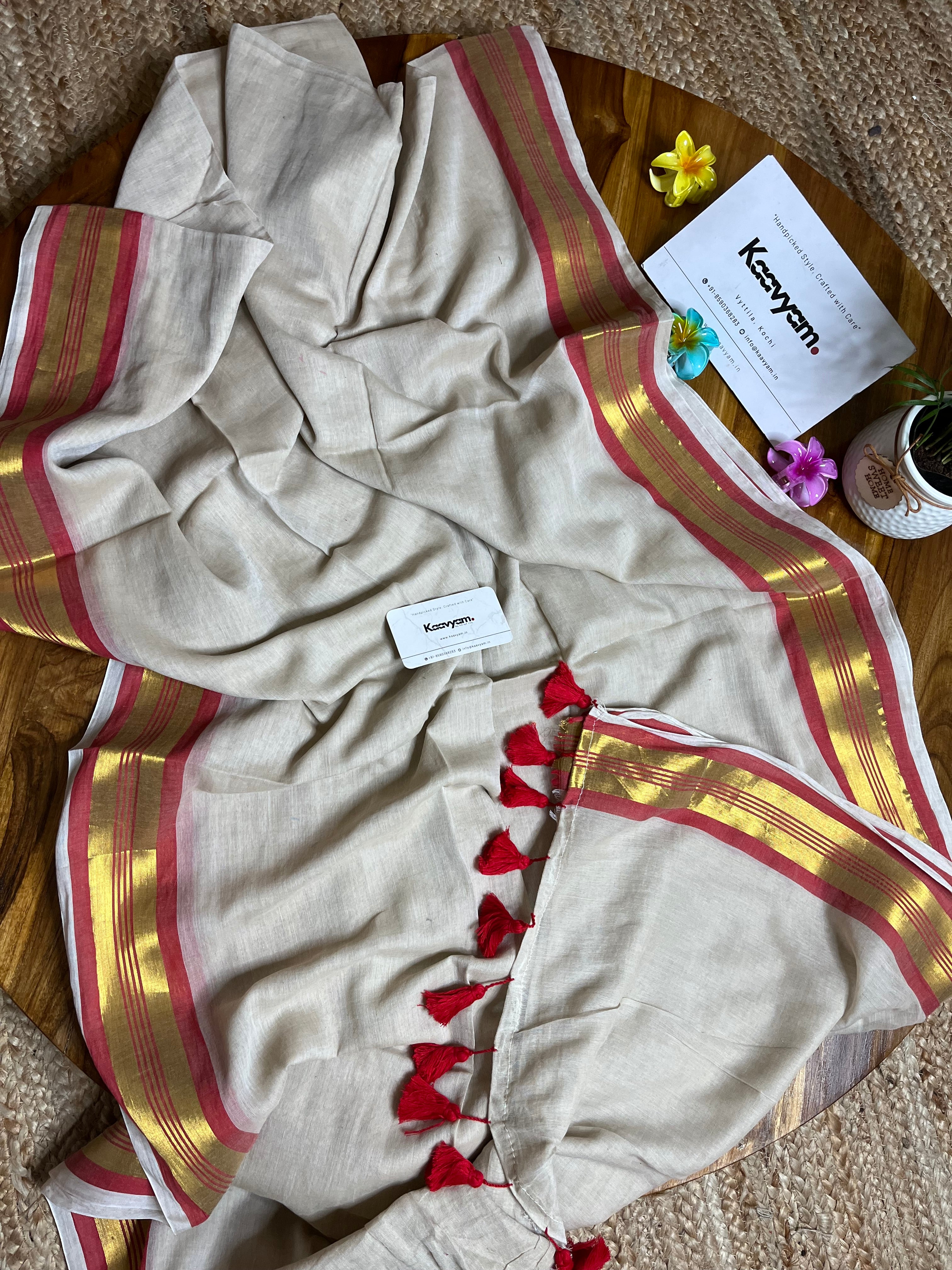 Kerala Kasav & Kara Set Saree - MANKA