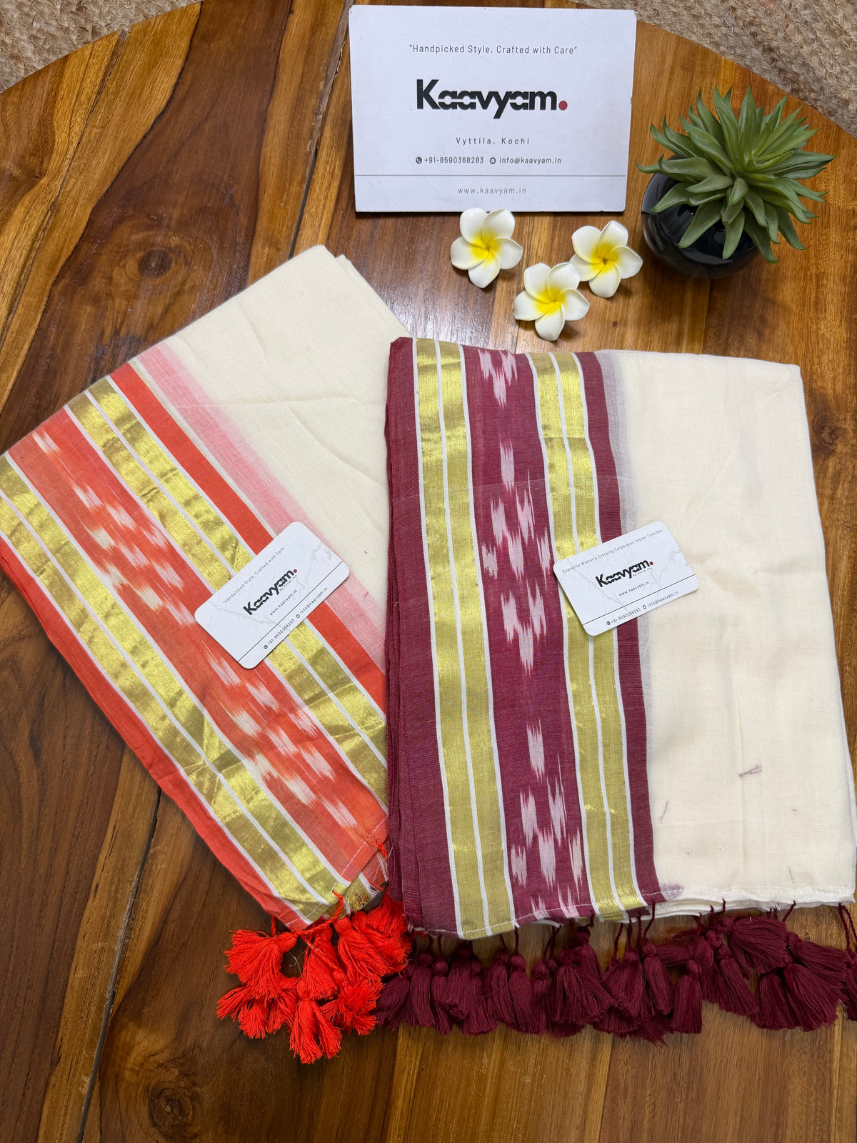 Ikat Kasav Mul Cotton Saree