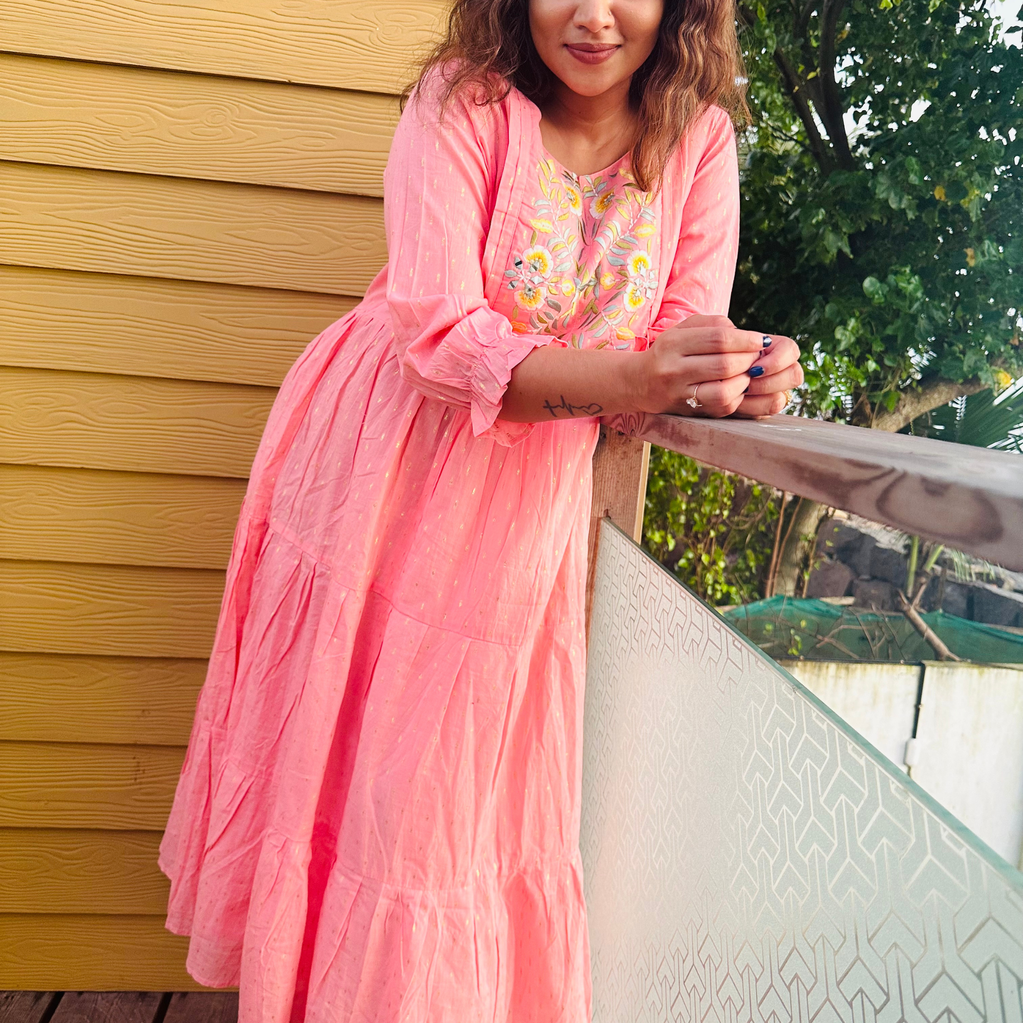 A LINE EMBROIDERED DRESS