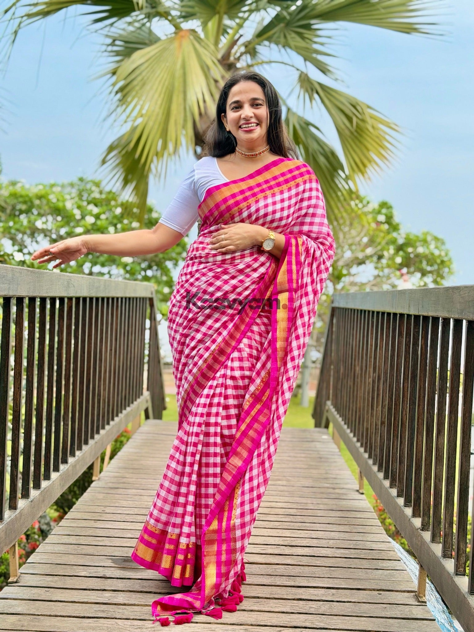 Gingham Kanchi Saree