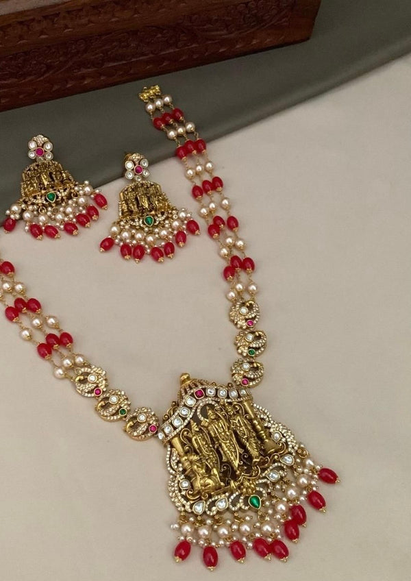 PEARL HAARAM NECK PIECE AND EARRINGS