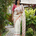 Kerala Stripes & Check Mul Cotton Saree - MANKA
