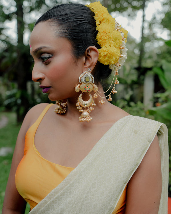 Mattal Earrings With Ear Chain