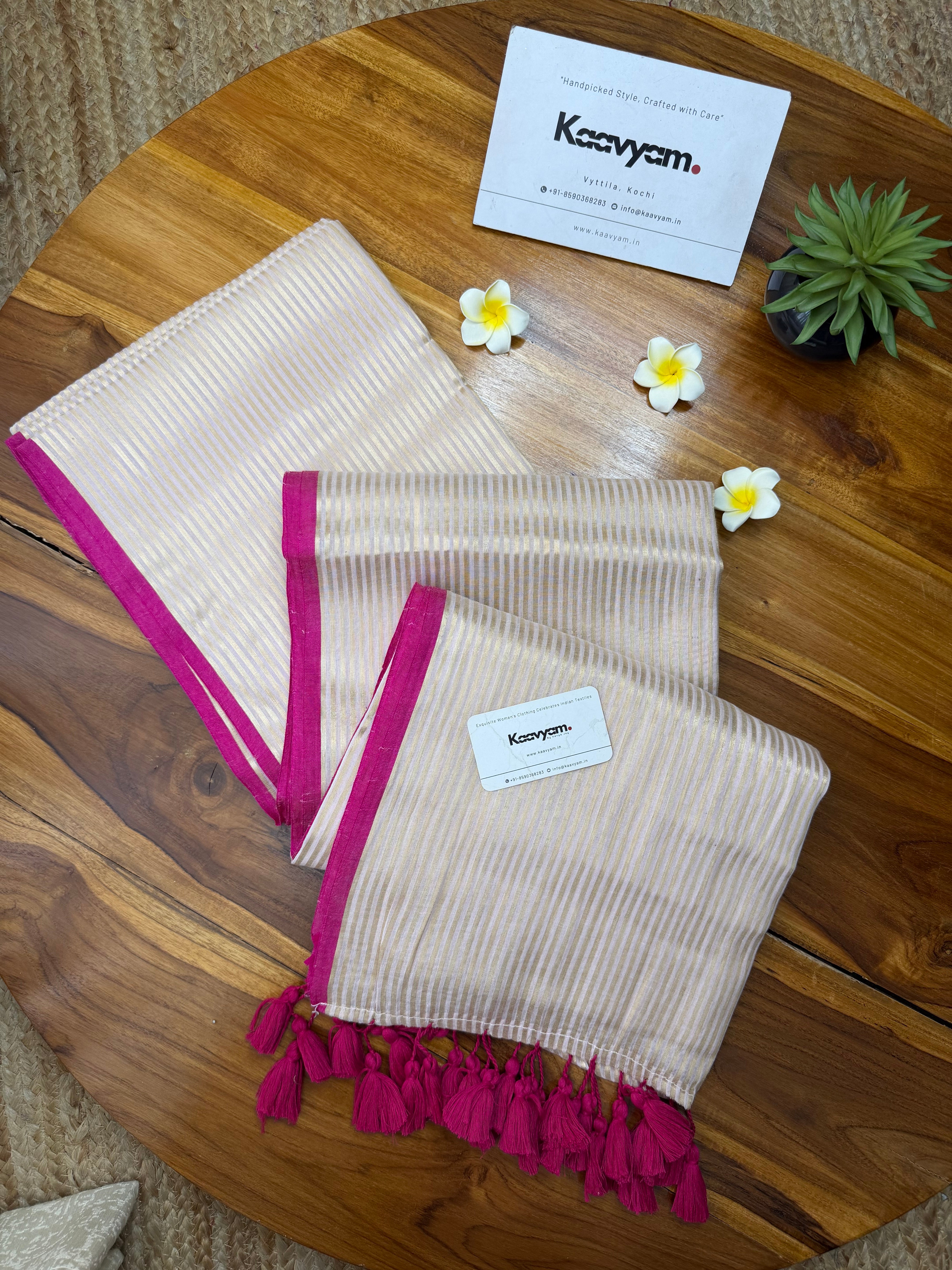 Pink Line Tissue Silk Saree