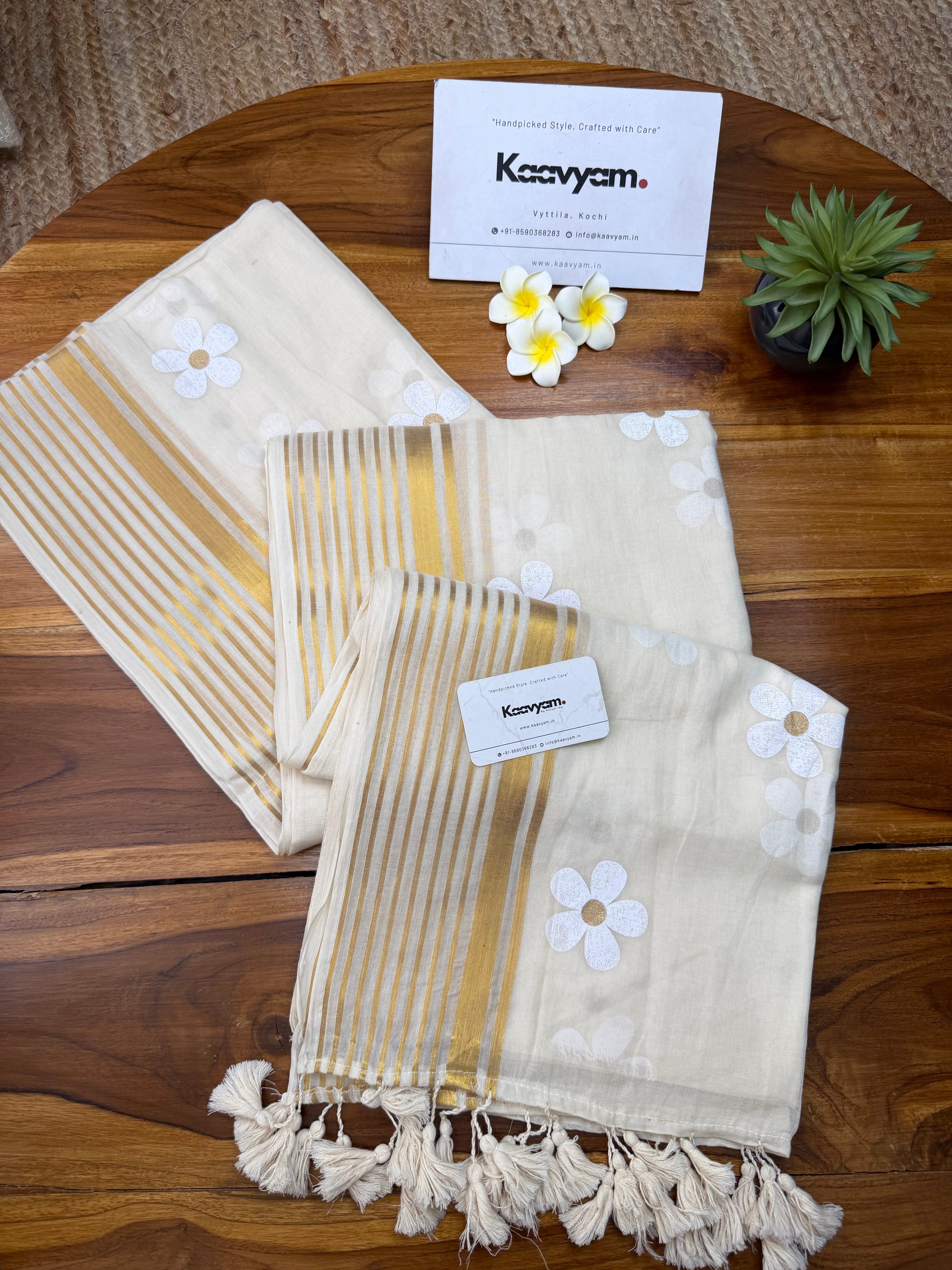 Golden Jasmine Saree